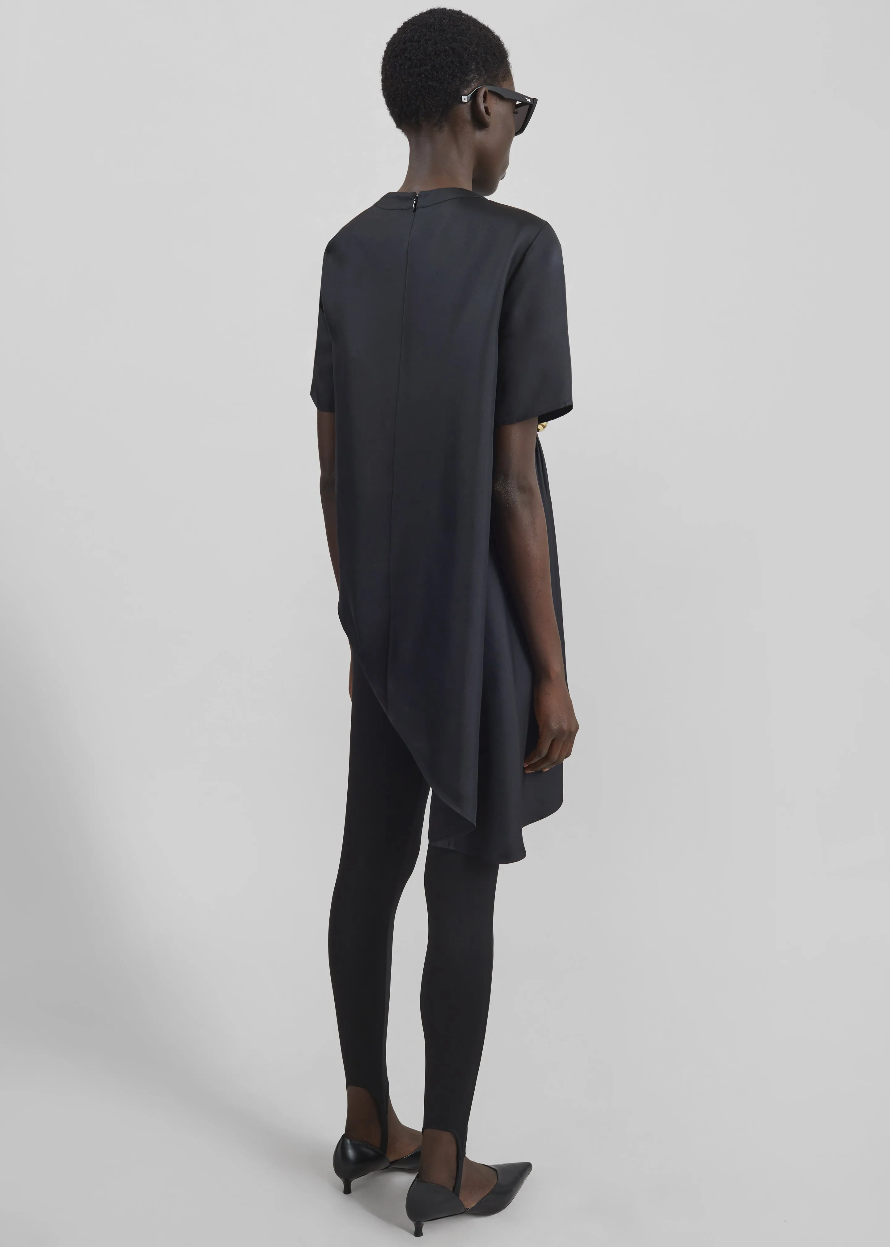 Loulou de Saison Madea Asymmetric Silk Twill Top - Black sold by Frankie Shop product image thumbnail 5