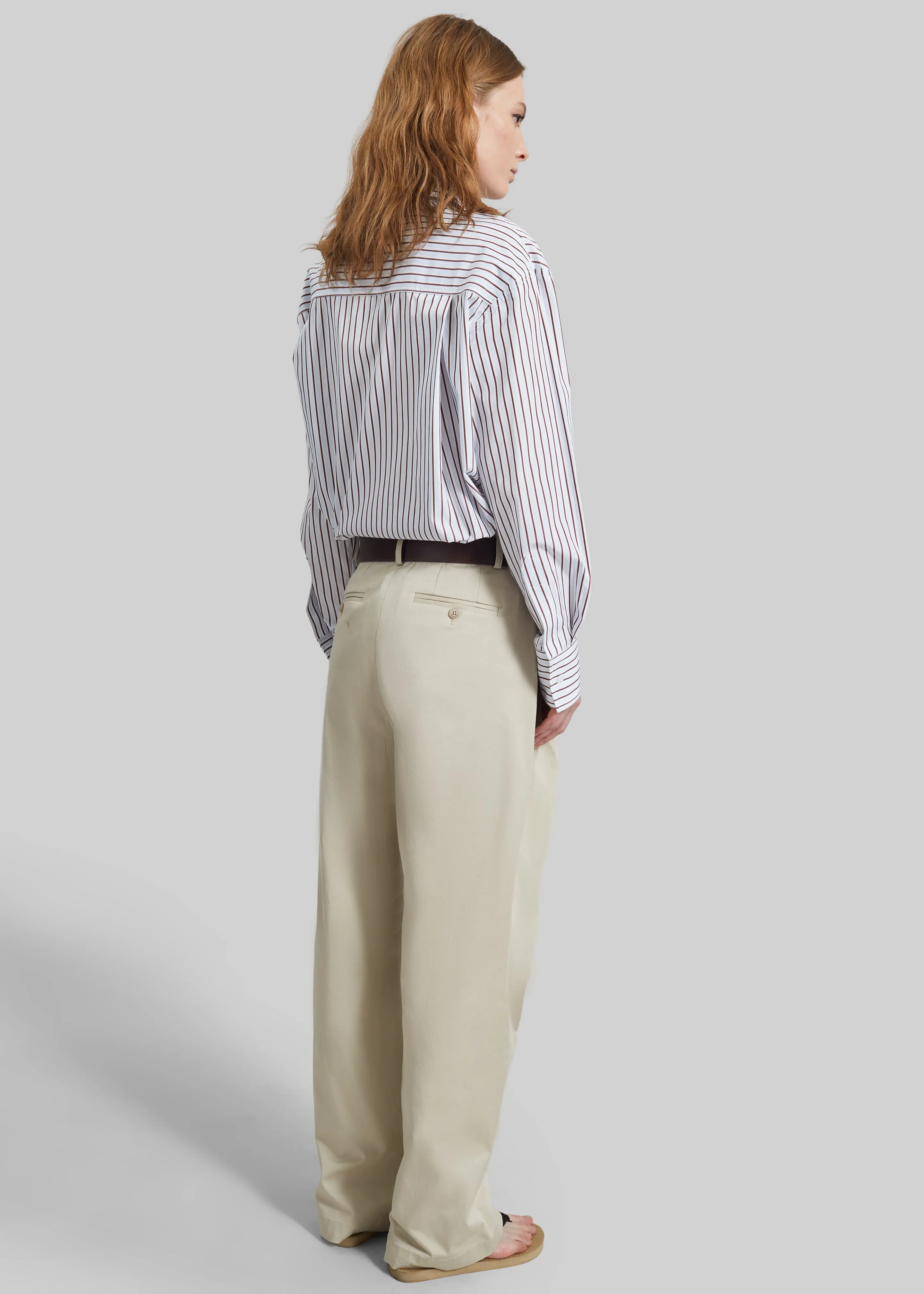 Loulou de Saison Maud Oversized Cotton Poplin Shirt - Dark Red/Light Blue sold by Frankie Shop product image thumbnail 5