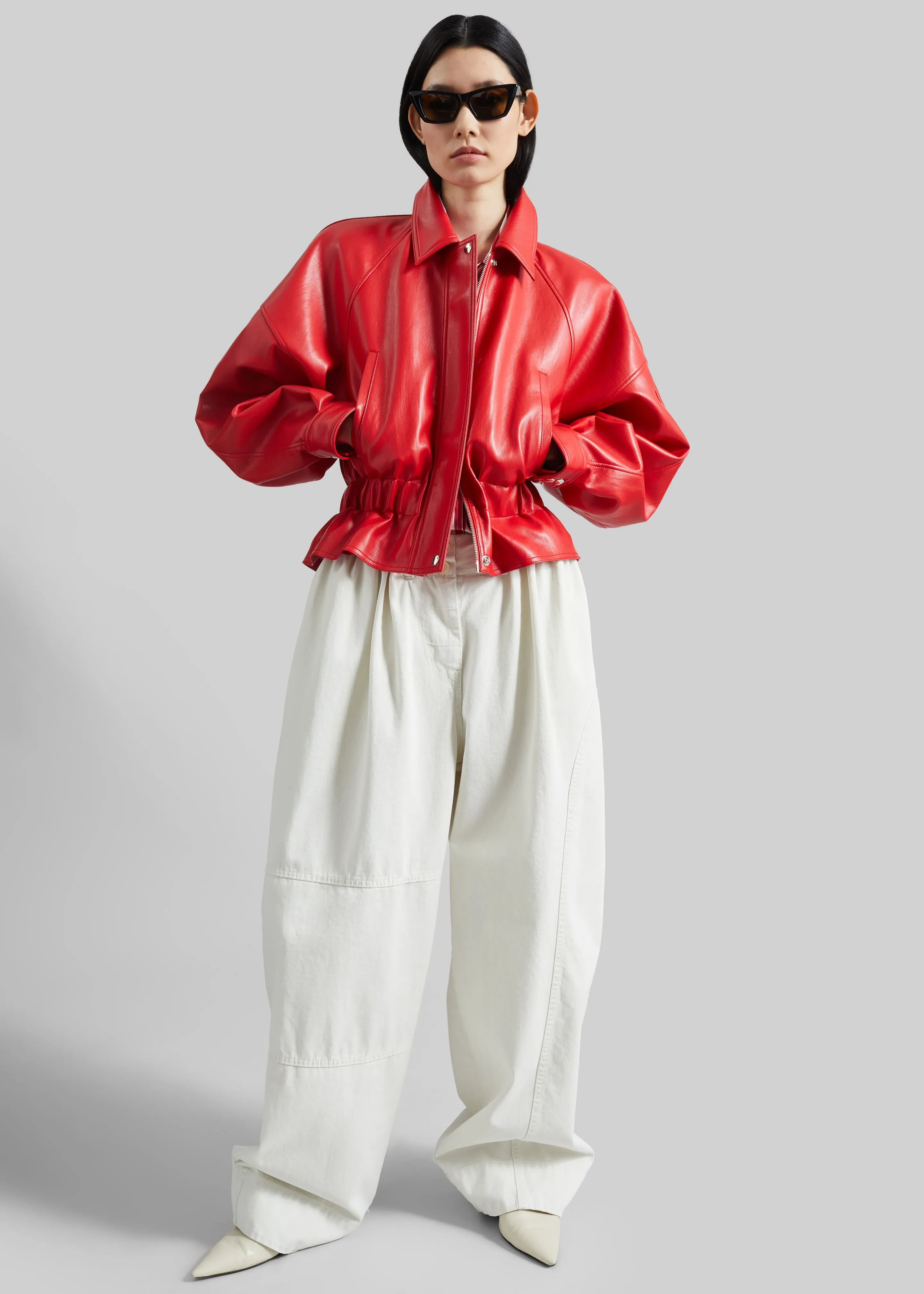 Kalsta Faux Leather Peplum Jacket - Red sold by Frankie Shop product image thumbnail 4