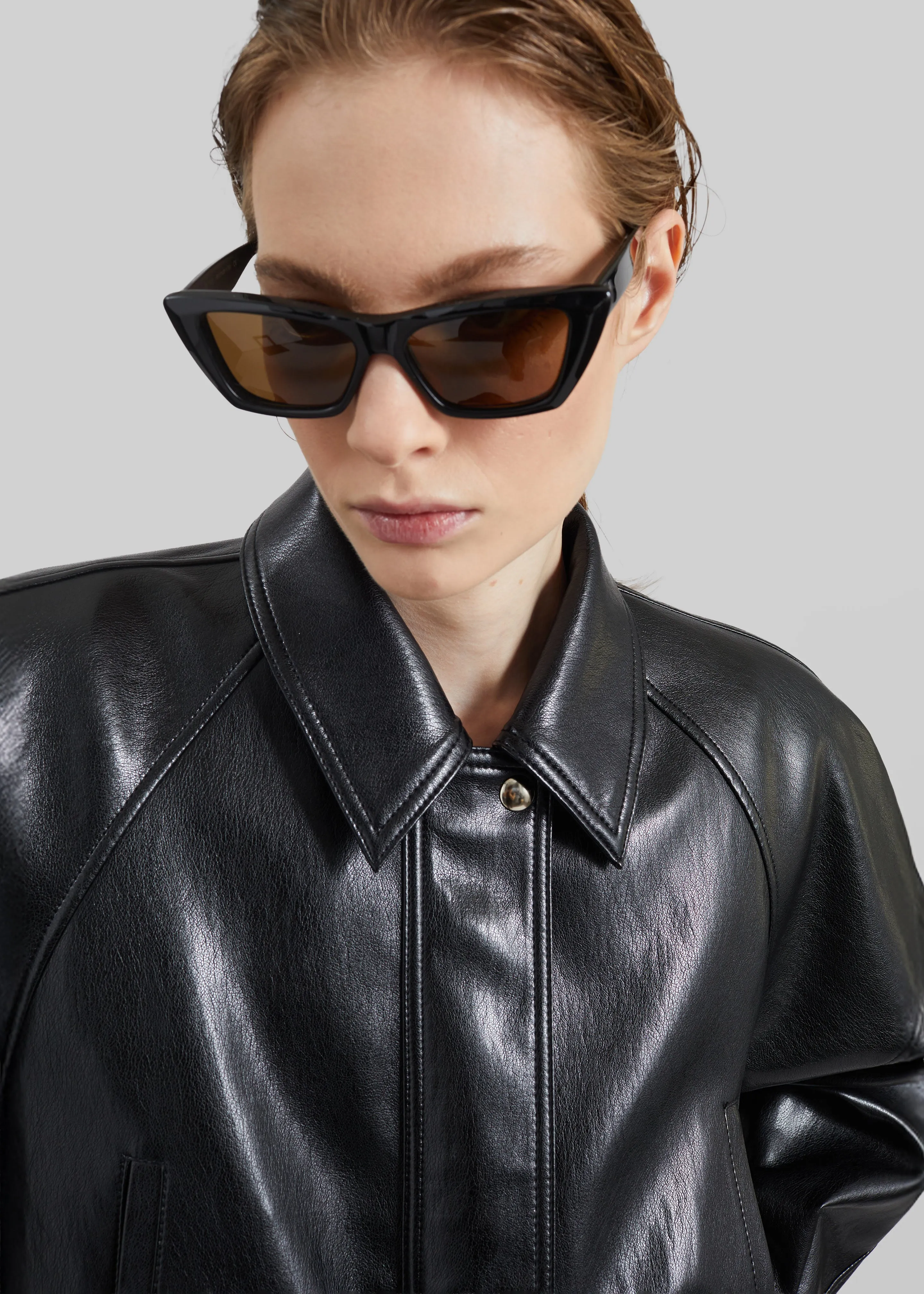 Kalsta Faux Leather Peplum Jacket - Black sold by Frankie Shop product image thumbnail 4