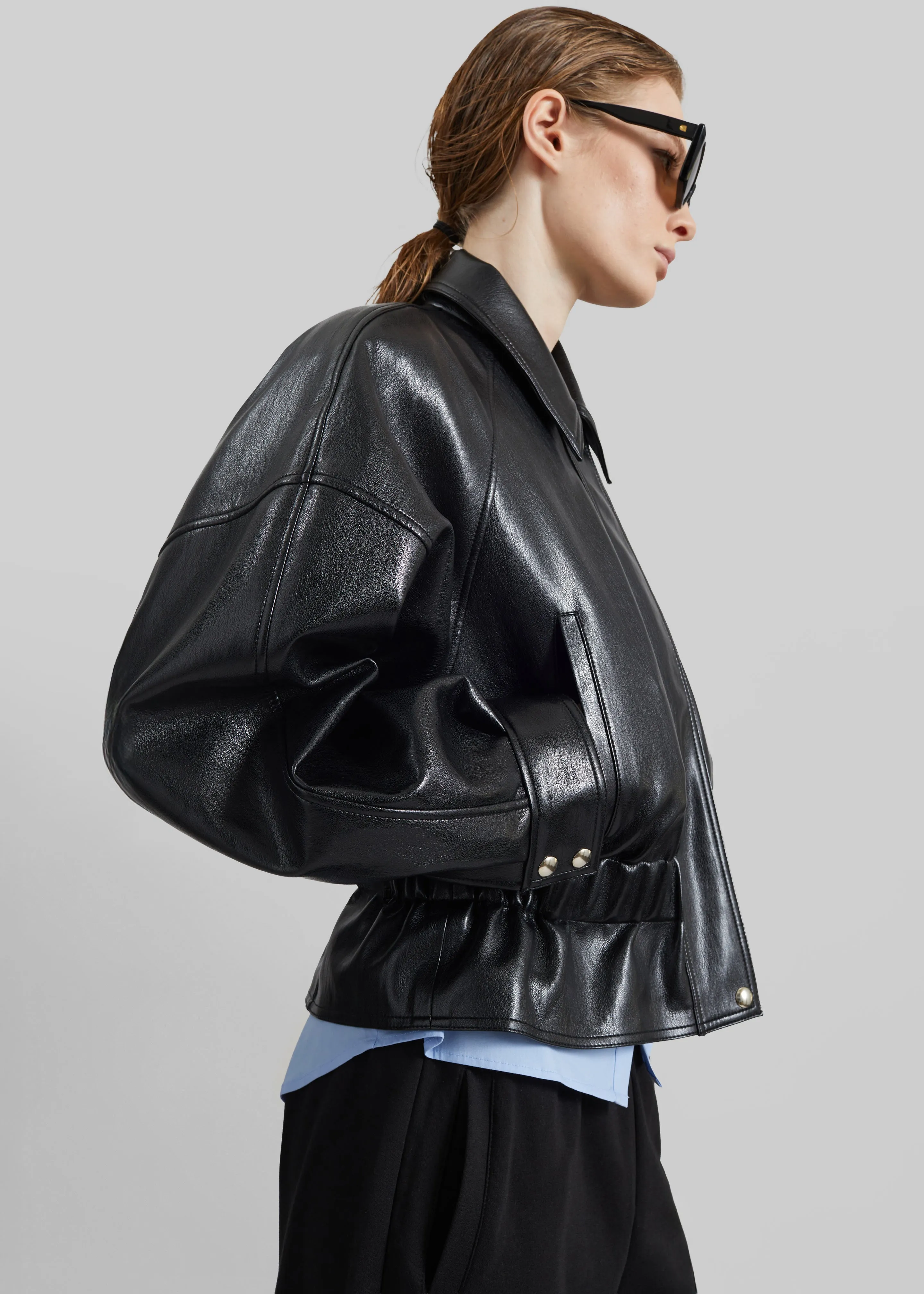 Kalsta Faux Leather Peplum Jacket - Black sold by Frankie Shop product image thumbnail 3