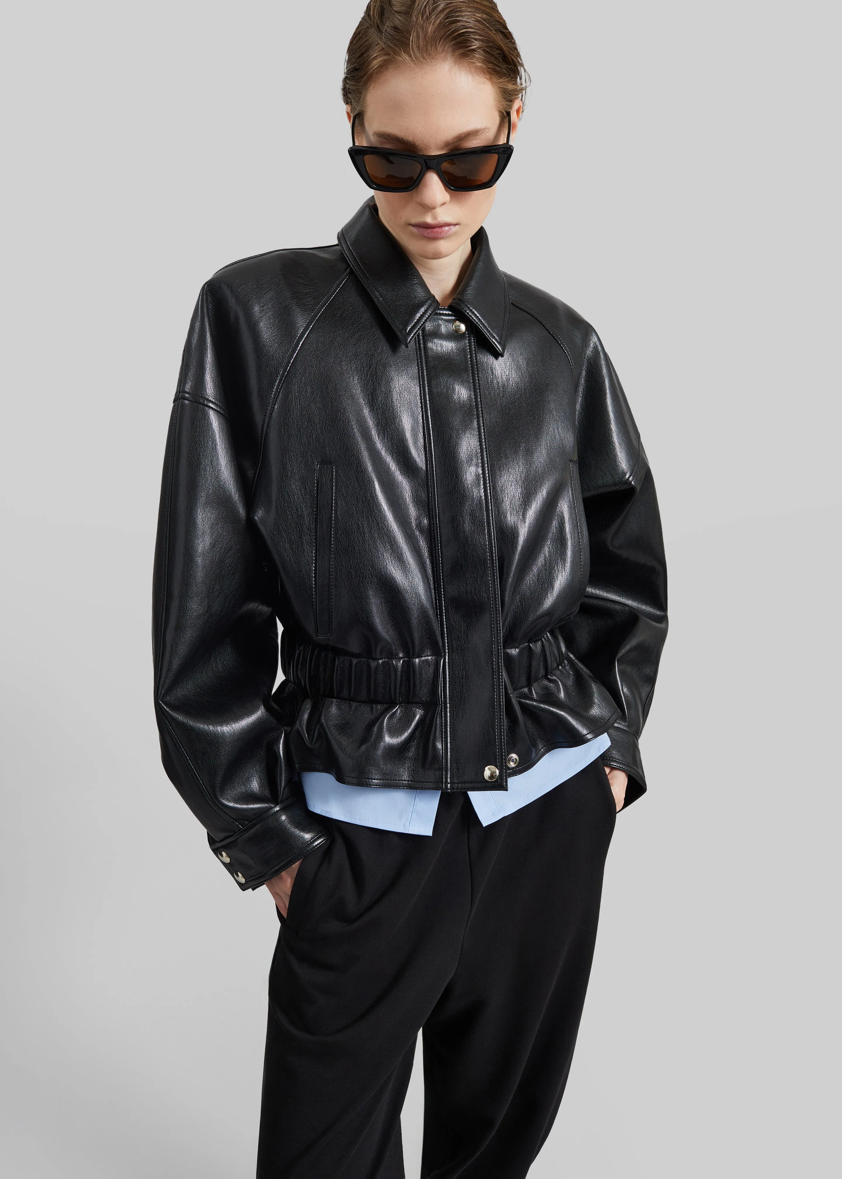 Kalsta Faux Leather Peplum Jacket - Black sold by Frankie Shop product image thumbnail 5