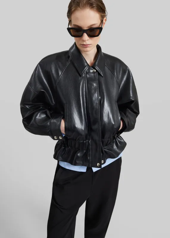 Kalsta Faux Leather Peplum Jacket - Black made by Frankie Shop
