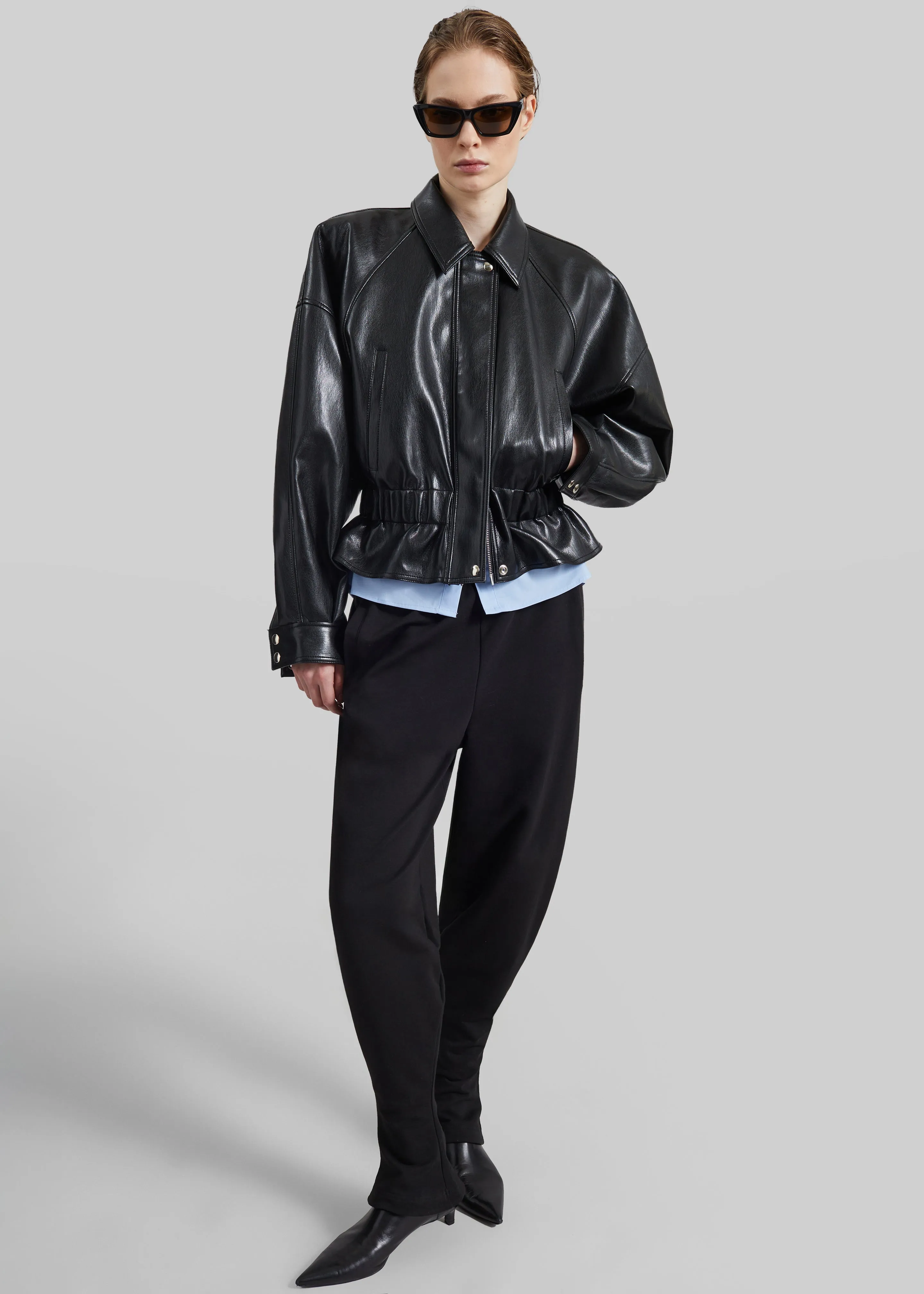 Kalsta Faux Leather Peplum Jacket - Black sold by Frankie Shop product image thumbnail 2