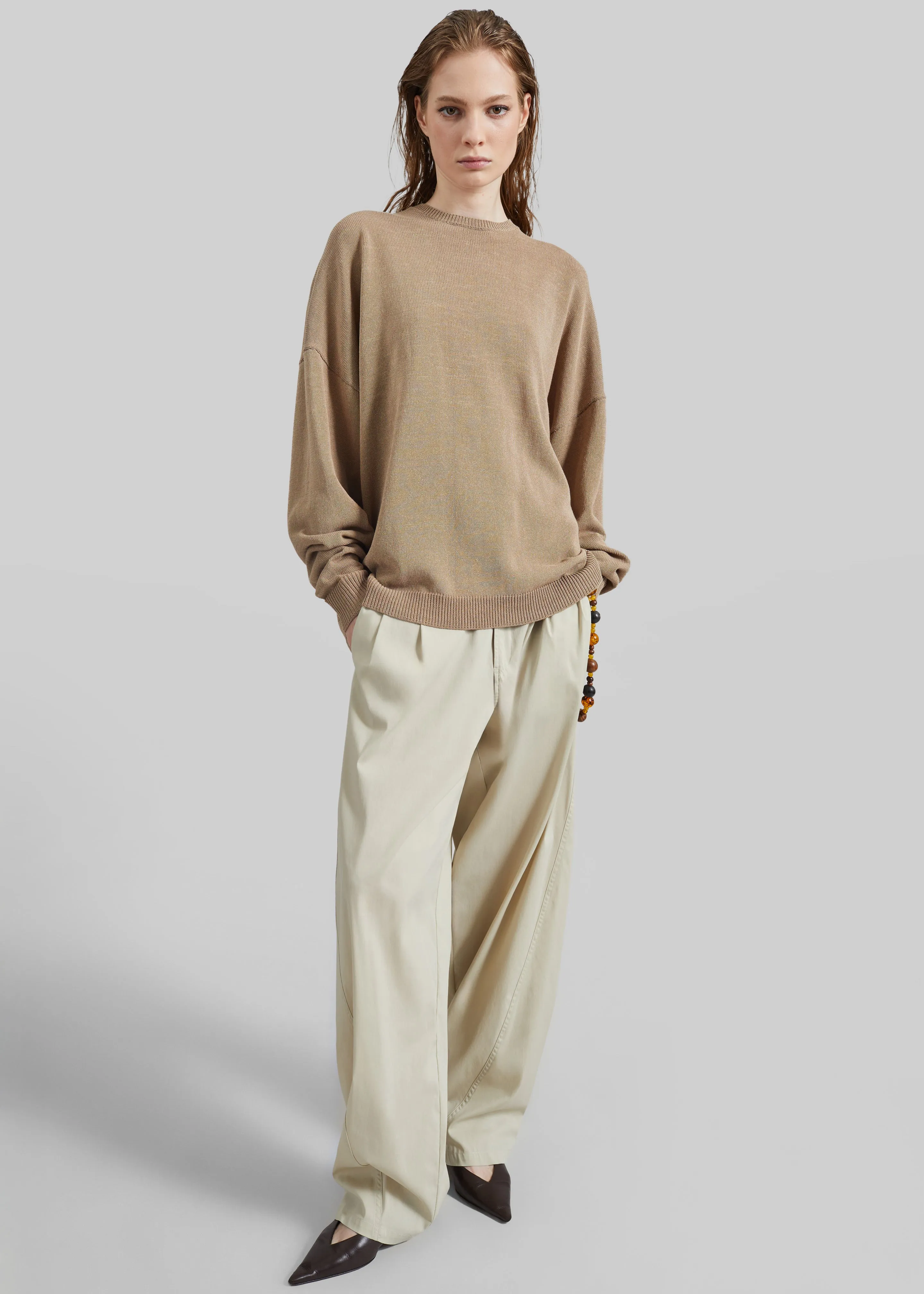 Darkpark Phebe Light Cotton Popeline Wide-Leg Pants - Beige sold by Frankie Shop product image thumbnail 5