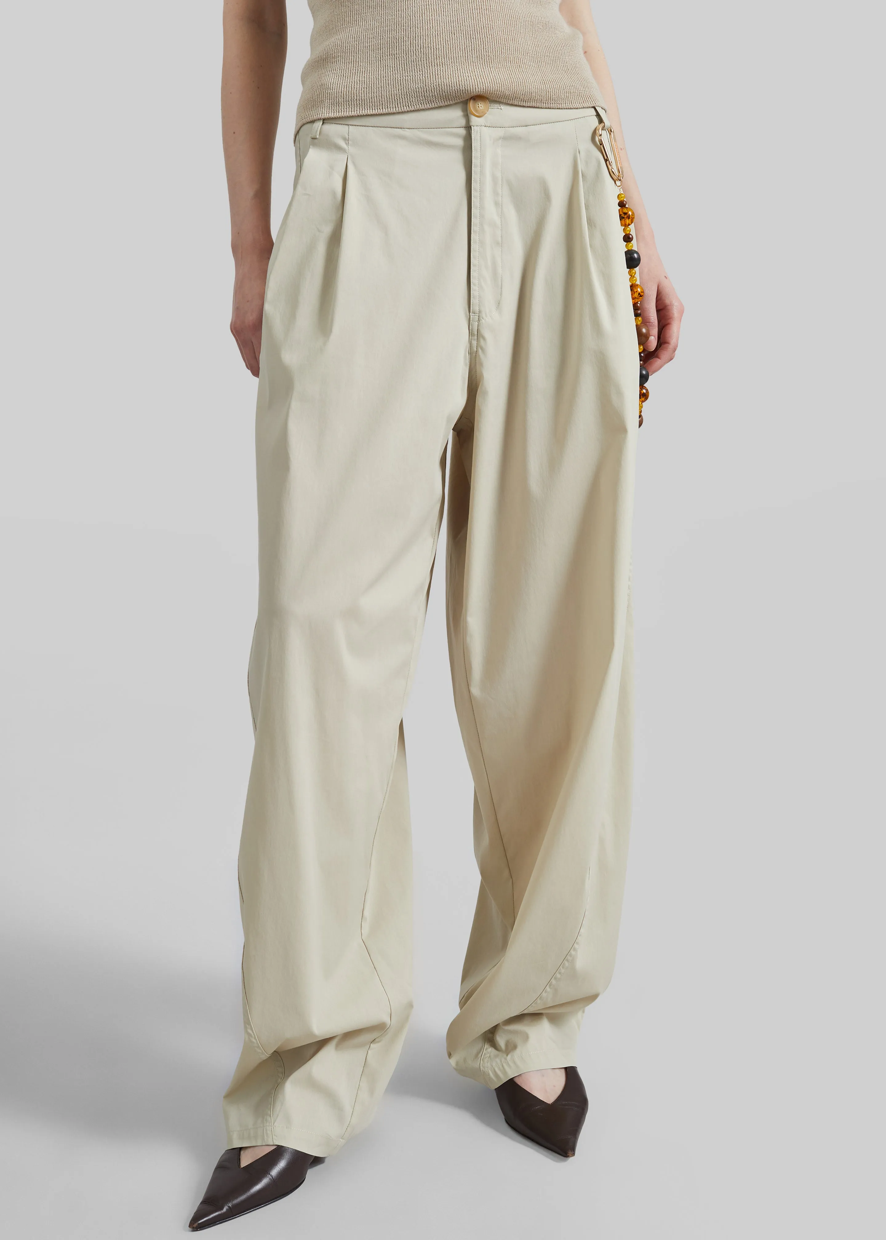 Darkpark Phebe Light Cotton Popeline Wide-Leg Pants - Beige sold by Frankie Shop product image thumbnail 4