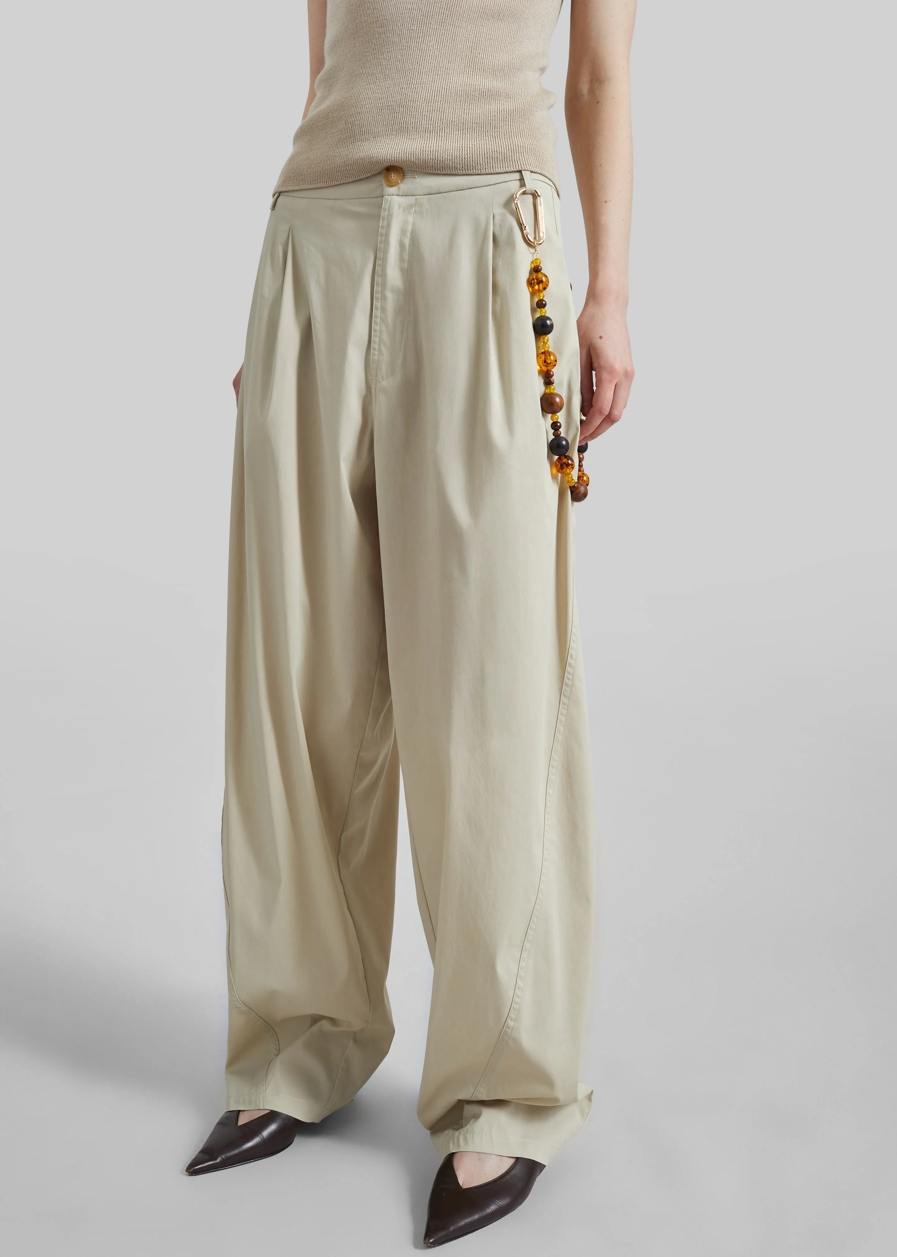 Darkpark Phebe Light Cotton Popeline Wide-Leg Pants - Beige sold by Frankie Shop product image thumbnail 2