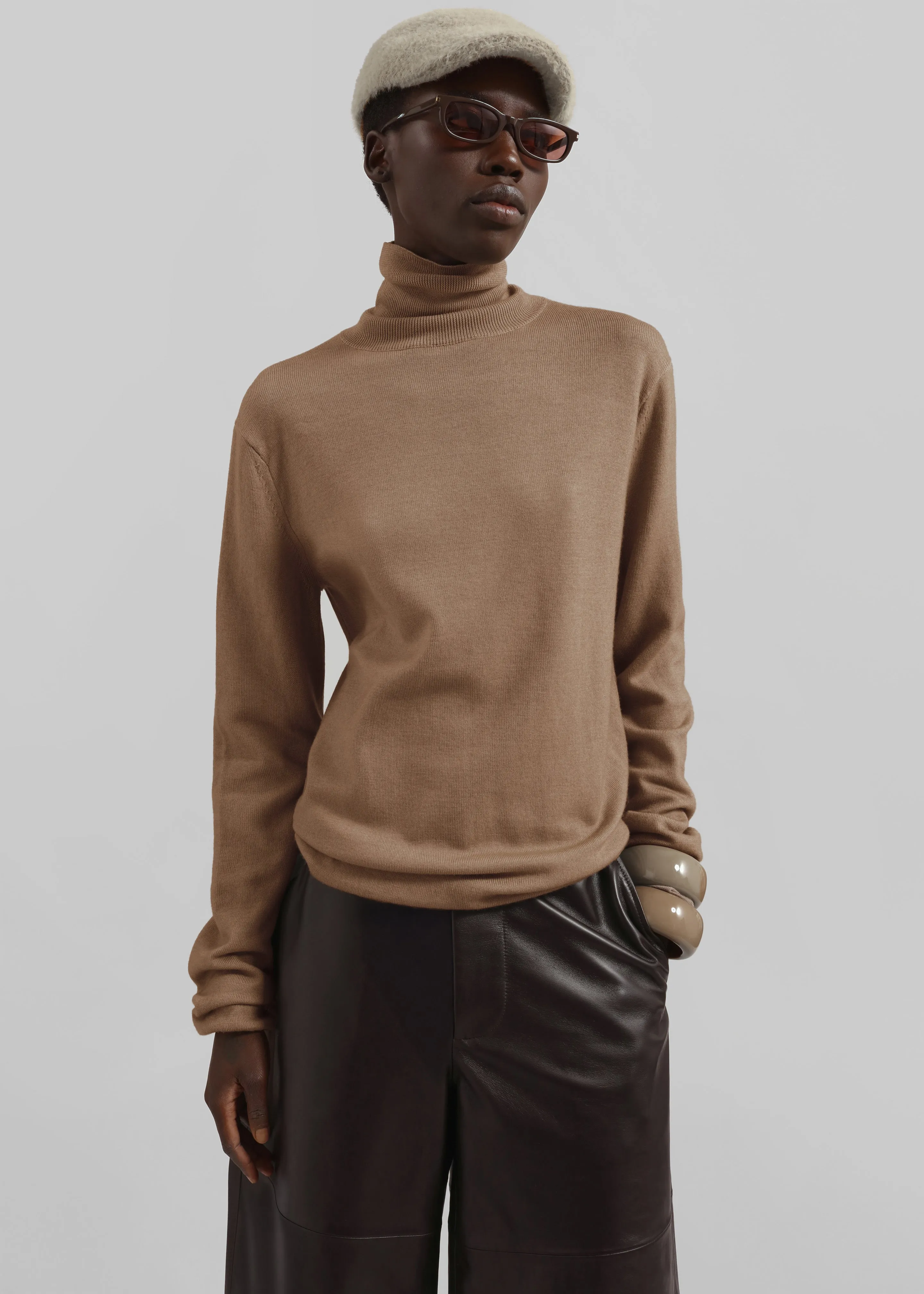 Eve Thin Turtleneck Sweater - Camel sold by Frankie Shop