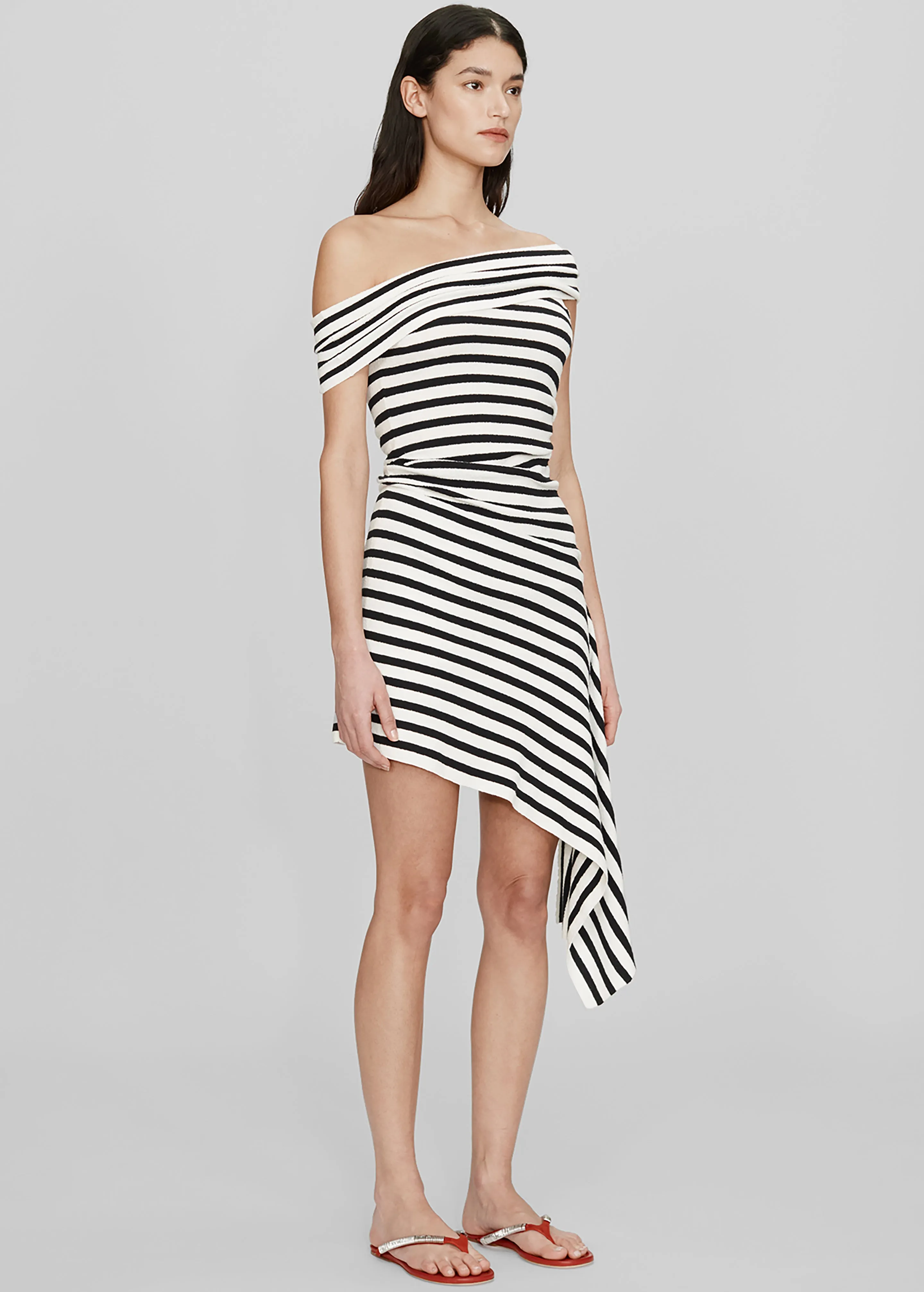 Christopher Esber Stripe Knit Extension Drape Mini Dress - Black/White Stripe sold by Frankie Shop product image thumbnail 3