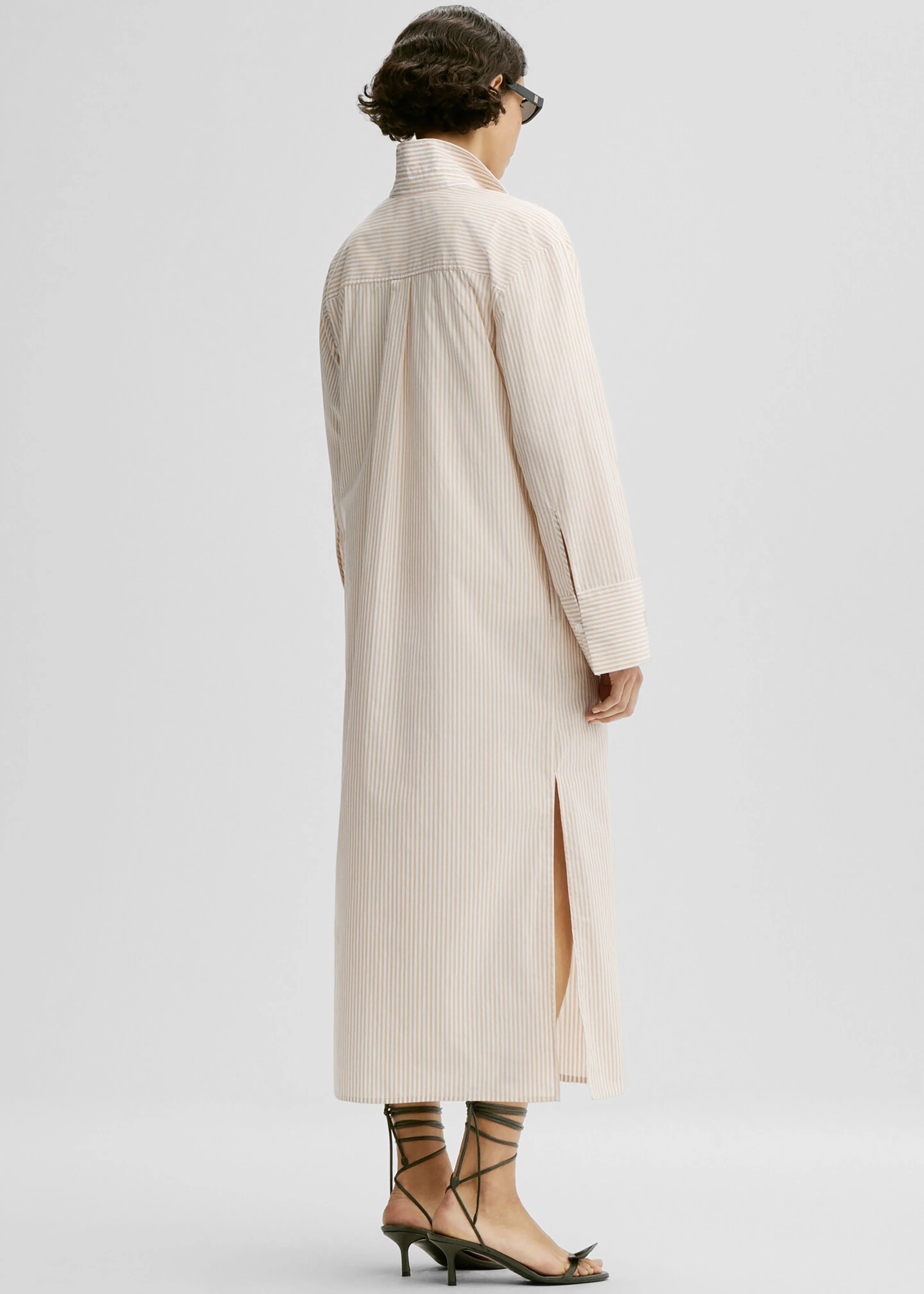 By Malene Birger Perroti Cotton Maxi Dress - Dark Sand Stripe sold by Frankie Shop product image thumbnail 4