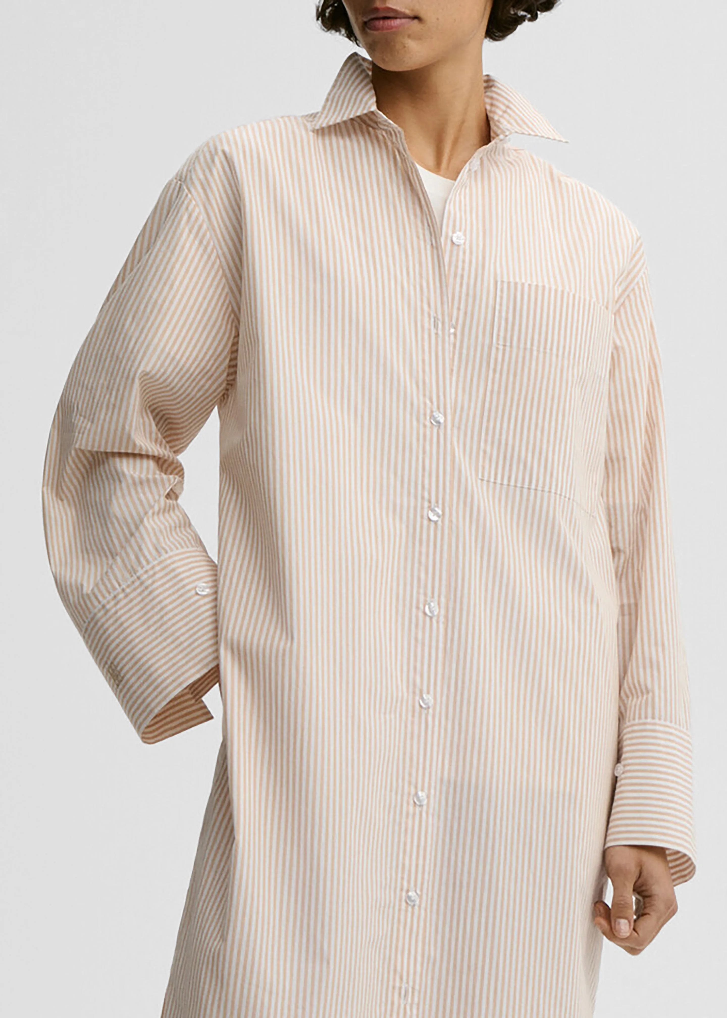 By Malene Birger Perroti Cotton Maxi Dress - Dark Sand Stripe sold by Frankie Shop product image thumbnail 3