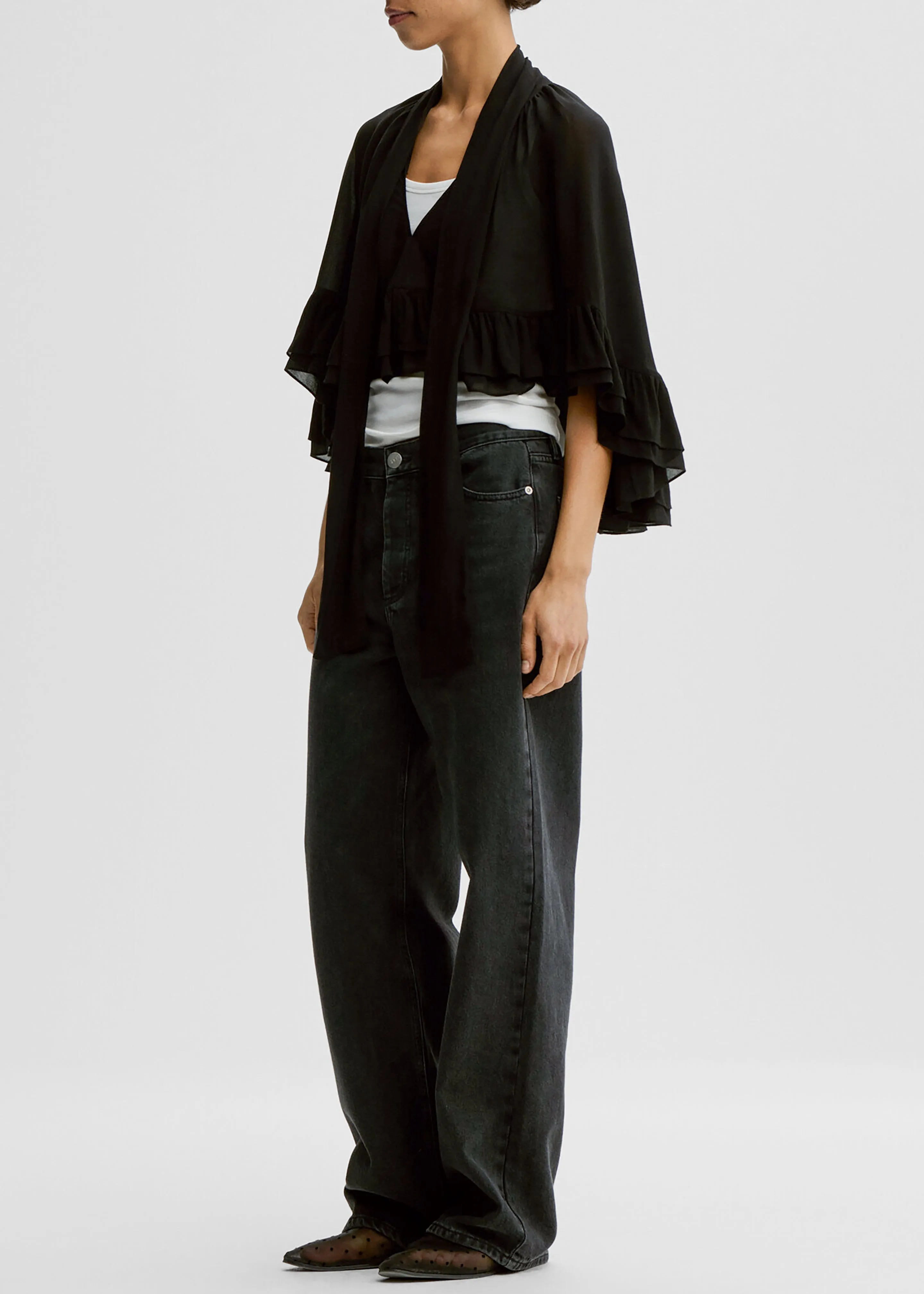 By Malene Birger Cedi Cape - Black sold by Frankie Shop