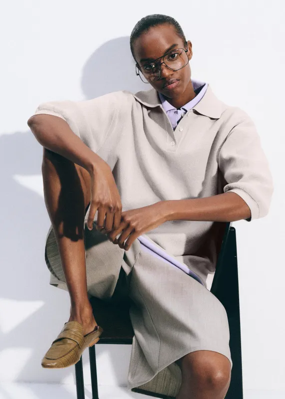 Nola Knit Polo Top - Slate Grey made by Frankie Shop