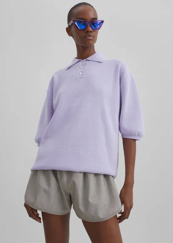 Nola Knit Polo Top - Lavender made by Frankie Shop