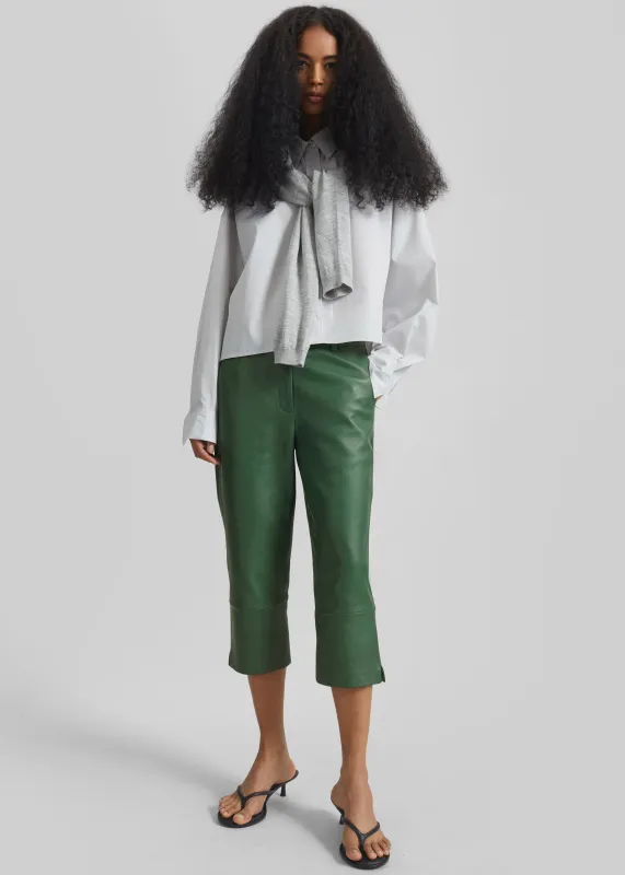Lior Leather Capri Pants - Emerald made by Frankie Shop
