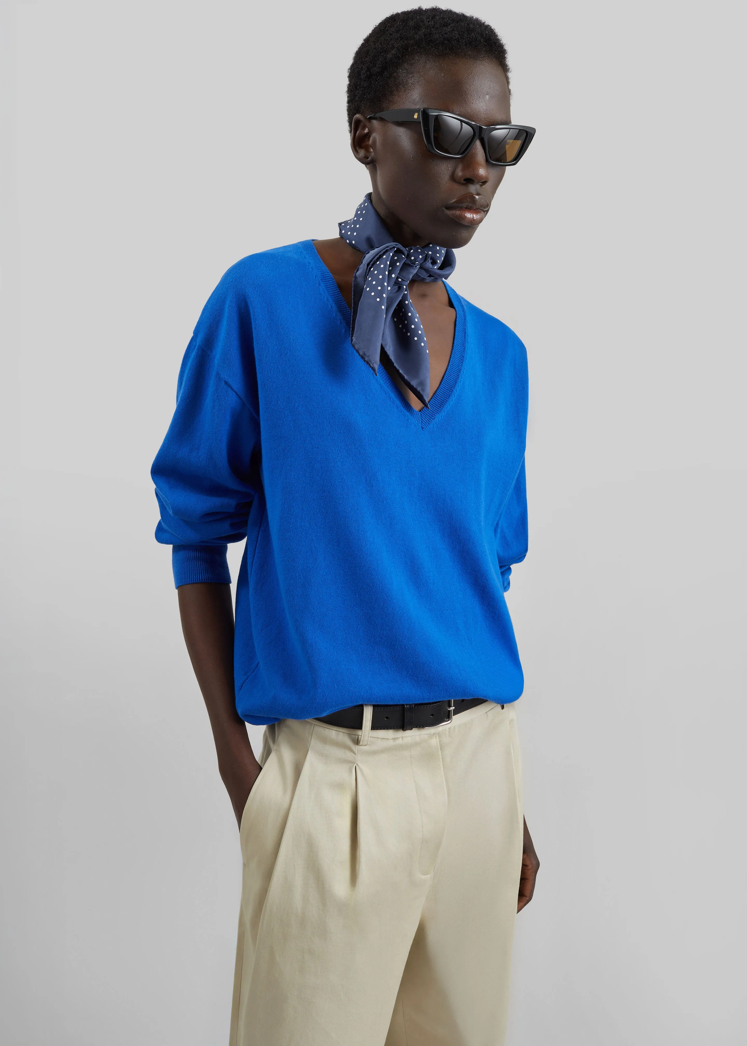 Meera V-Neck Sweater - Cobalt sold by Frankie Shop