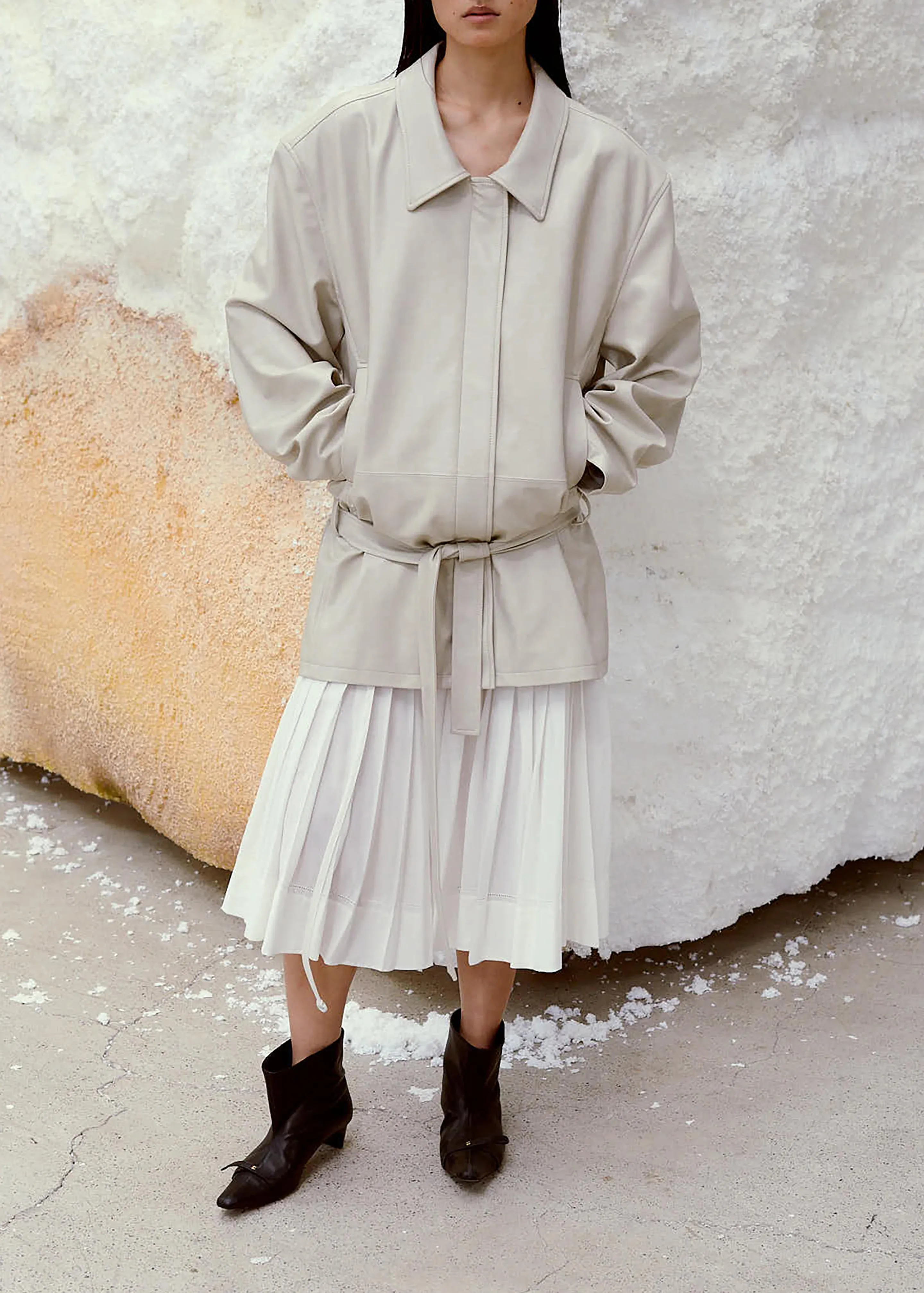 Low Classic Low Waist Artificial Leather Jacket - Beige sold by Frankie Shop product image thumbnail 3