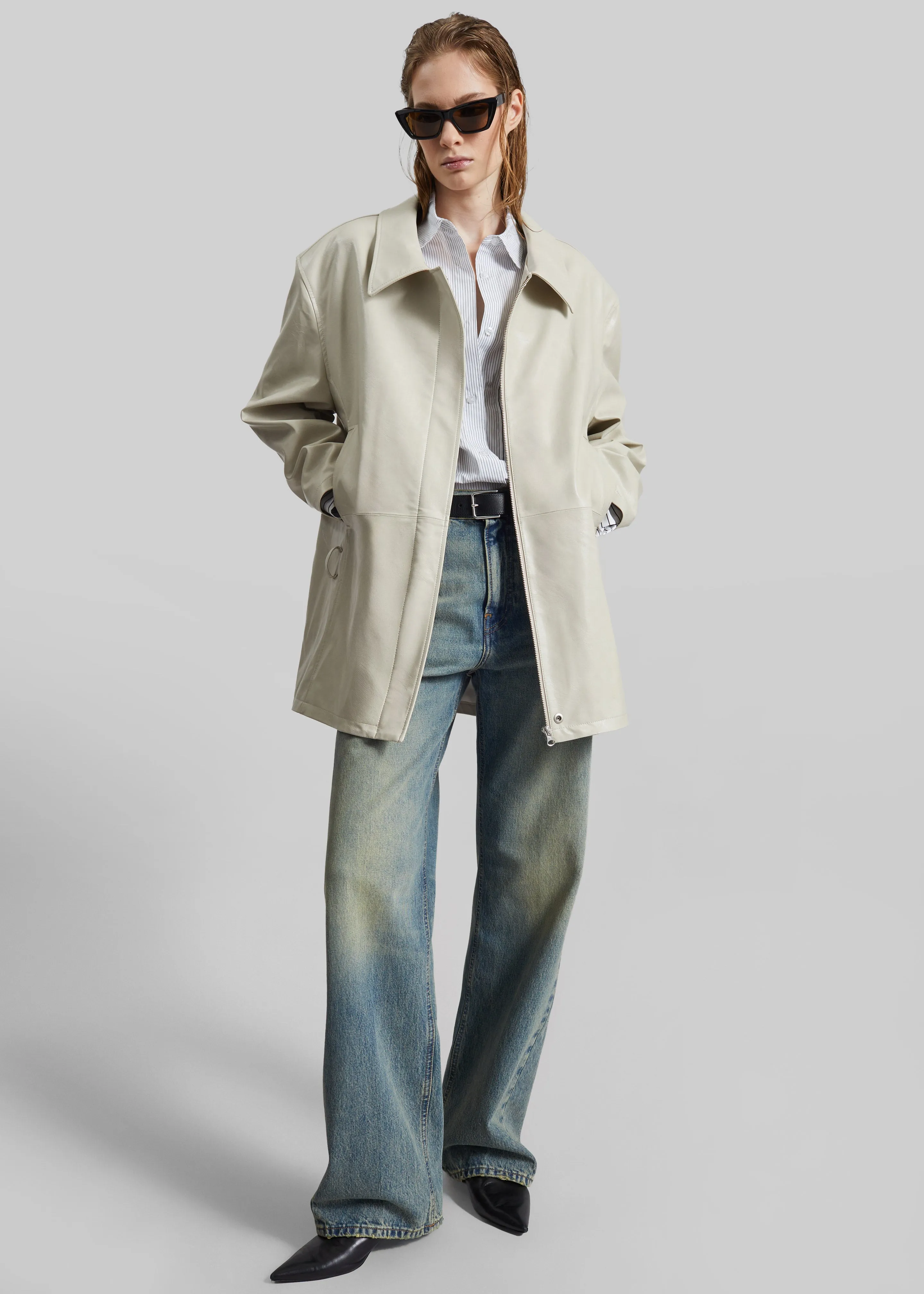 Low Classic Low Waist Artificial Leather Jacket - Beige sold by Frankie Shop product image thumbnail 2