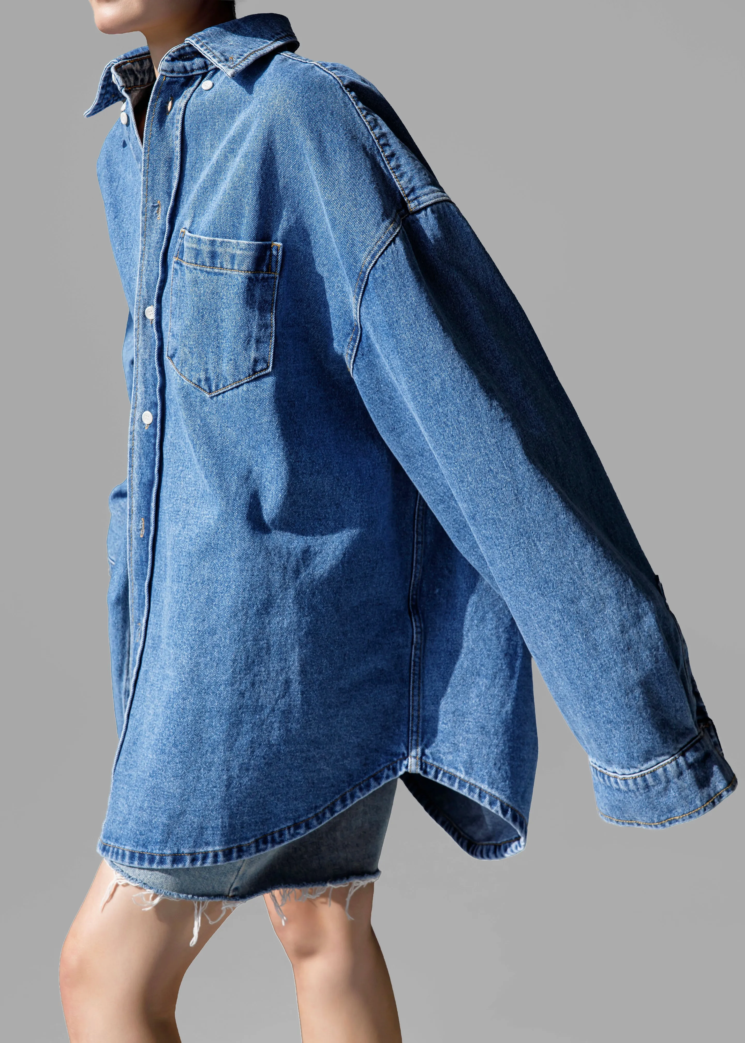 Belvis Oversized Denim Shirt - Medium Wash sold by Frankie Shop product image thumbnail 4