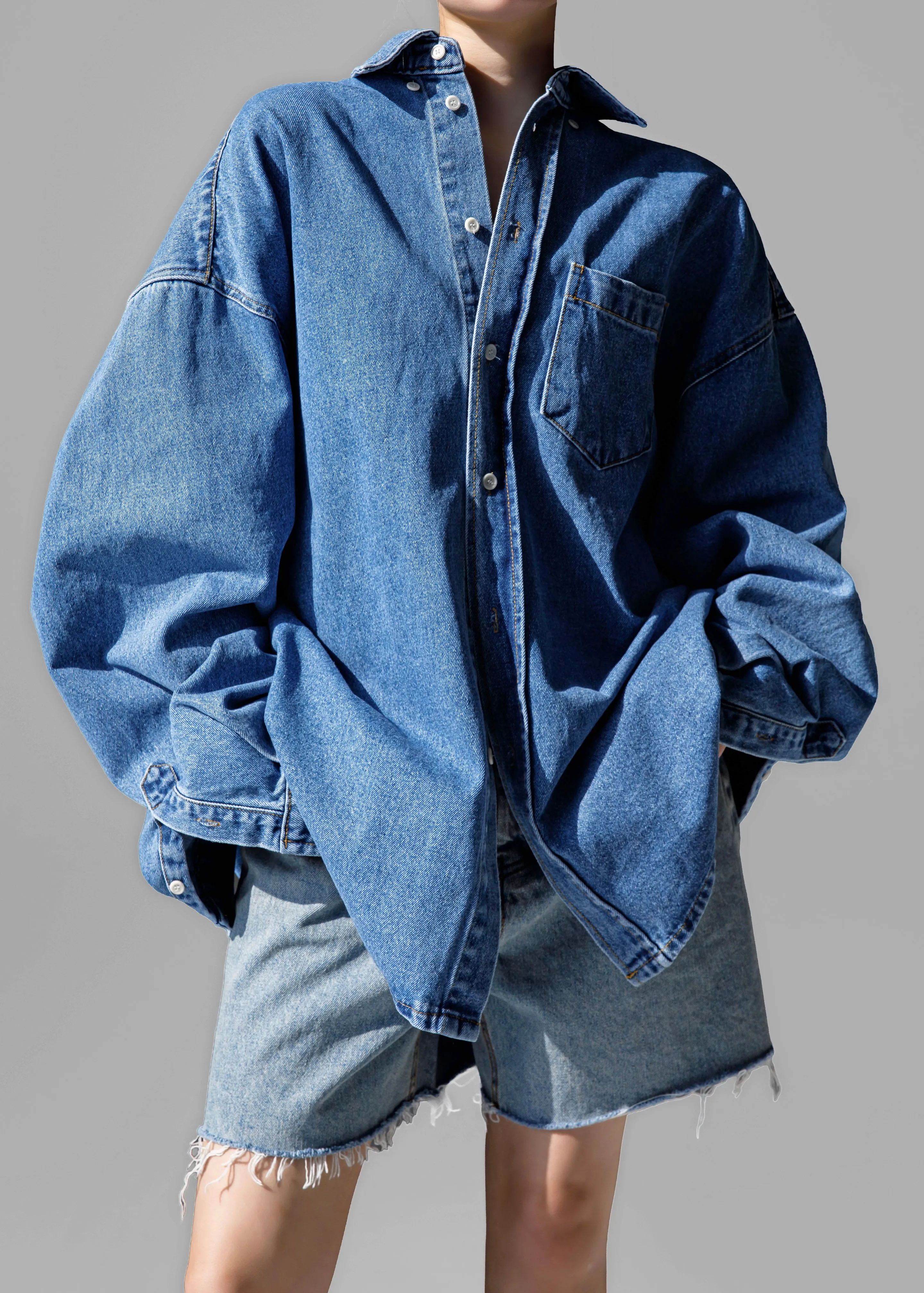 Belvis Oversized Denim Shirt - Medium Wash sold by Frankie Shop product image thumbnail 5