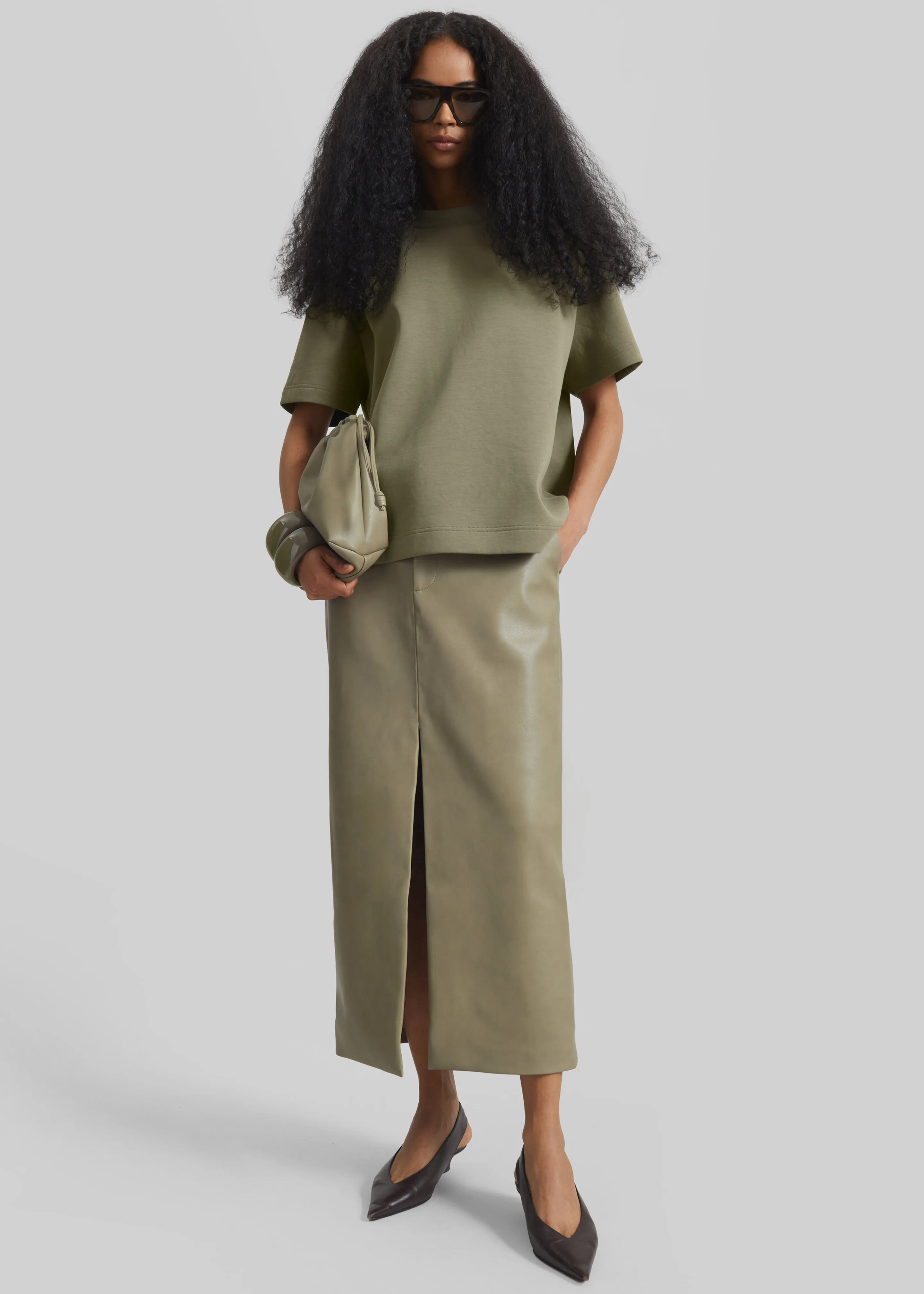 Scoob Boxy T-Shirt - Pale Olive sold by Frankie Shop product image thumbnail 4