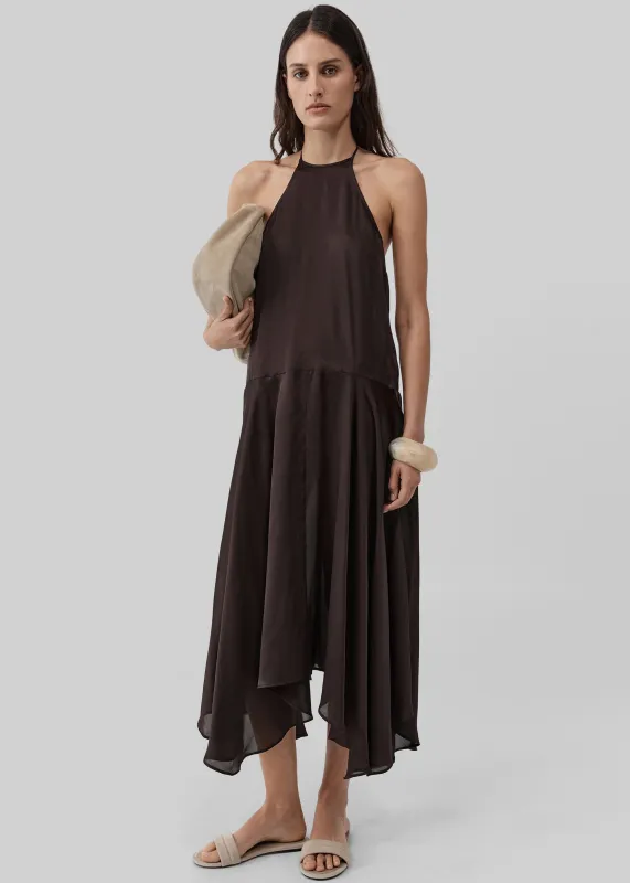 St. Agni Silk Handkerchief Halter Dress - Bark made by St. Agni