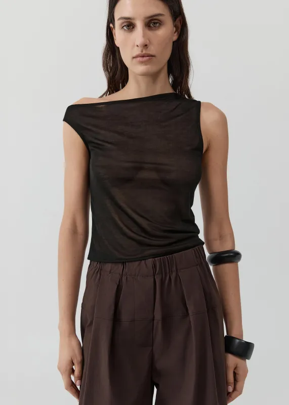 St. Agni Fine Jersey Asymm Top - Black made by St. Agni