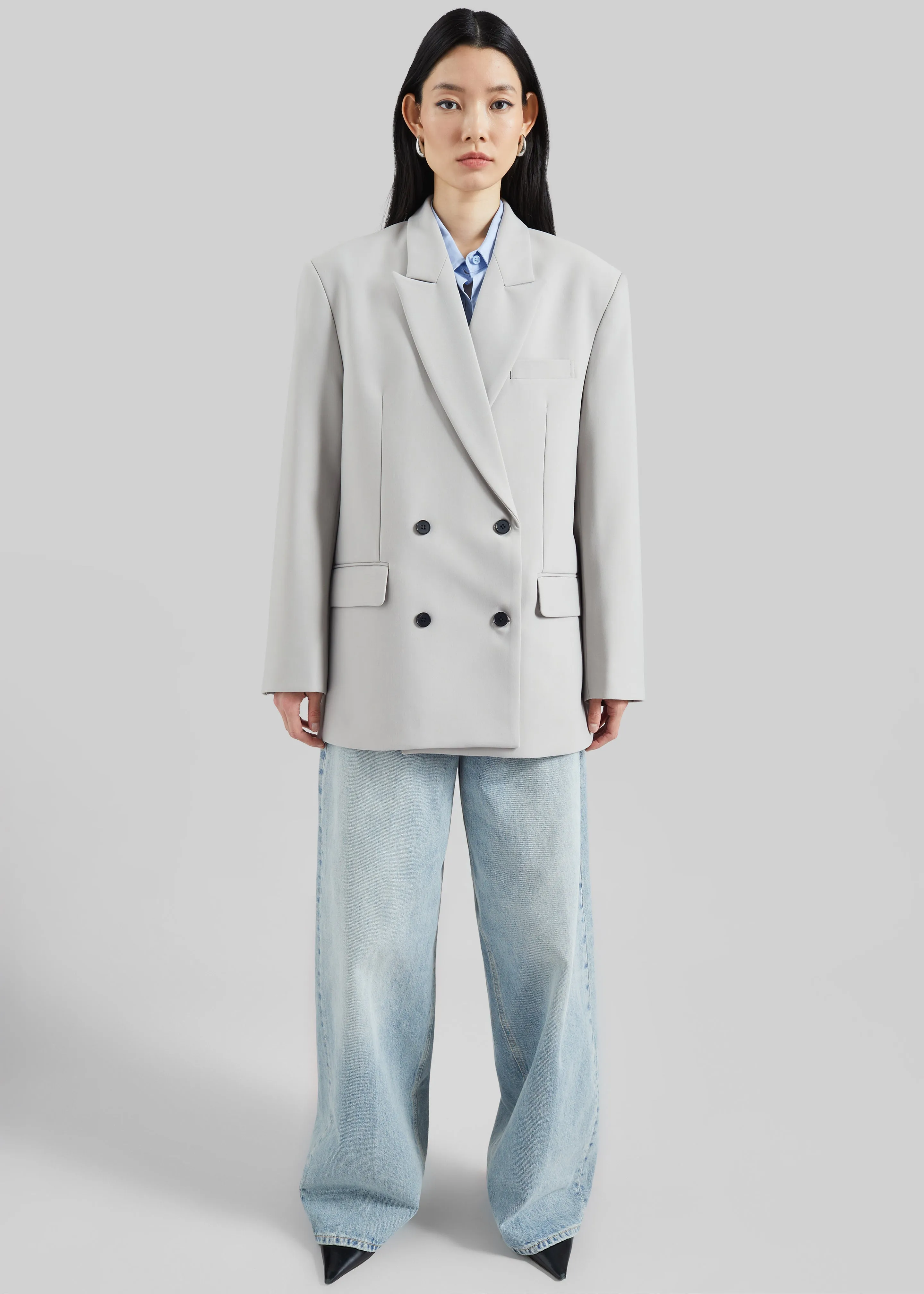 Leven Double-Breasted Blazer - Light Grey sold by Frankie Shop product image thumbnail 3