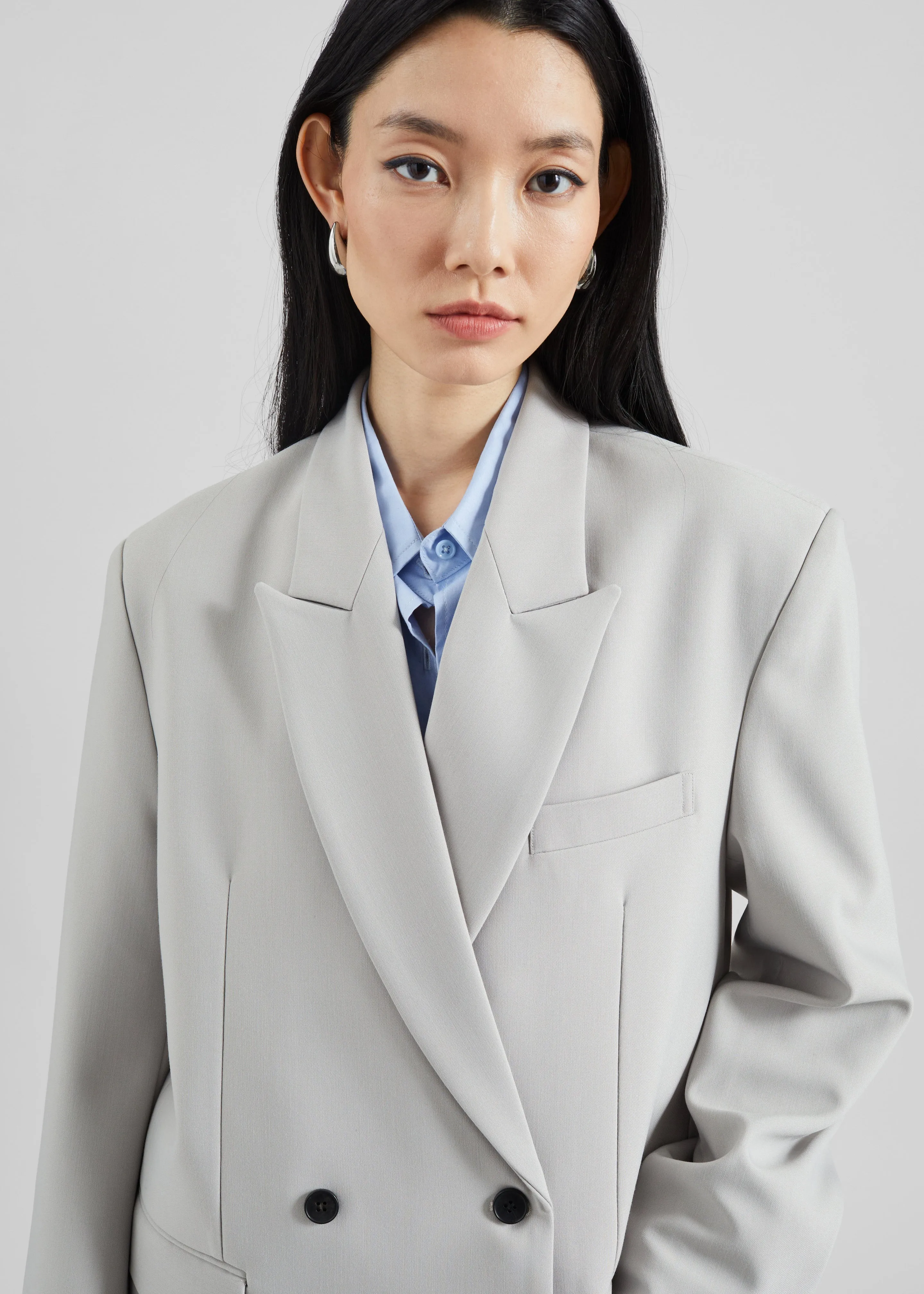Leven Double-Breasted Blazer - Light Grey sold by Frankie Shop product image thumbnail 4