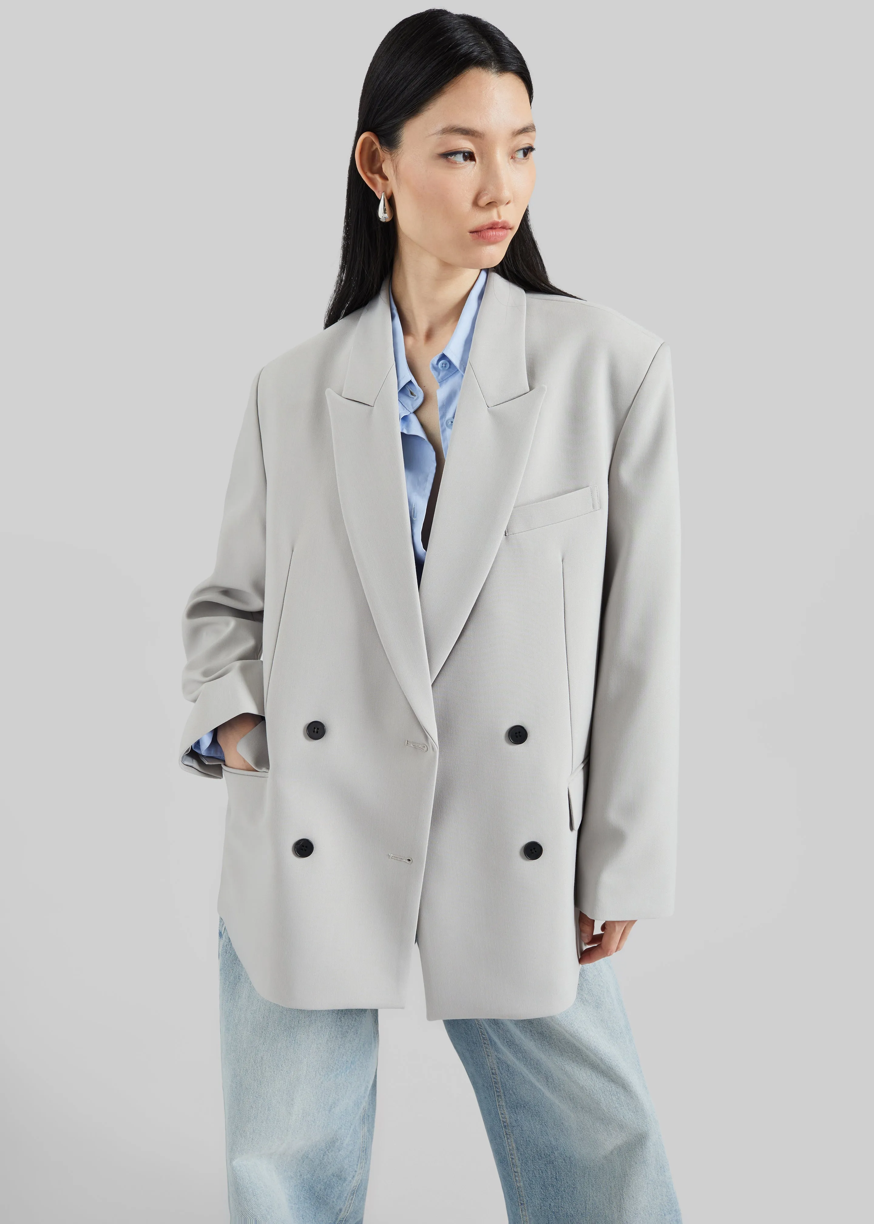 Leven Double-Breasted Blazer - Light Grey sold by Frankie Shop product image thumbnail 2