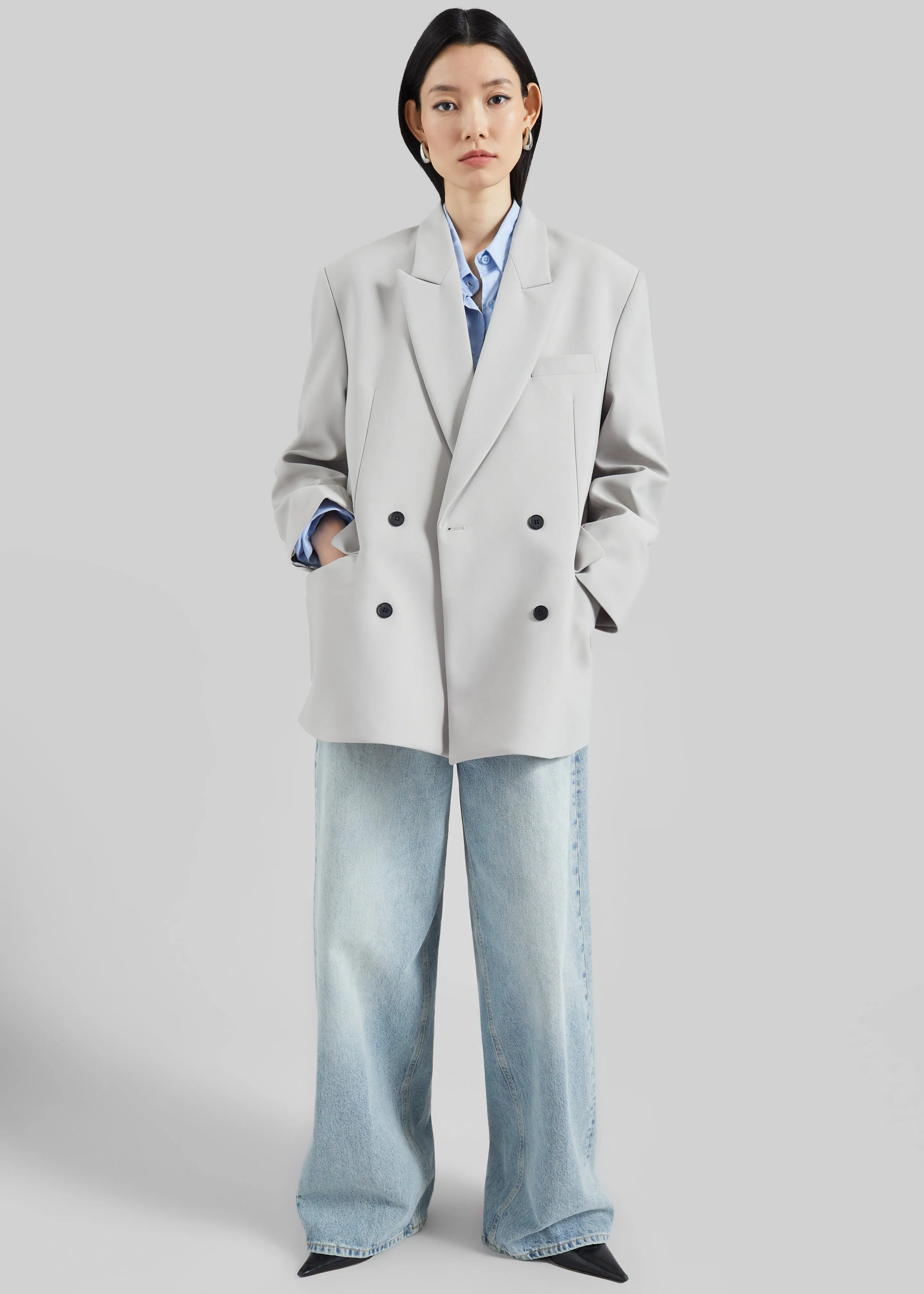 Leven Double-Breasted Blazer - Light Grey sold by Frankie Shop product image thumbnail 5