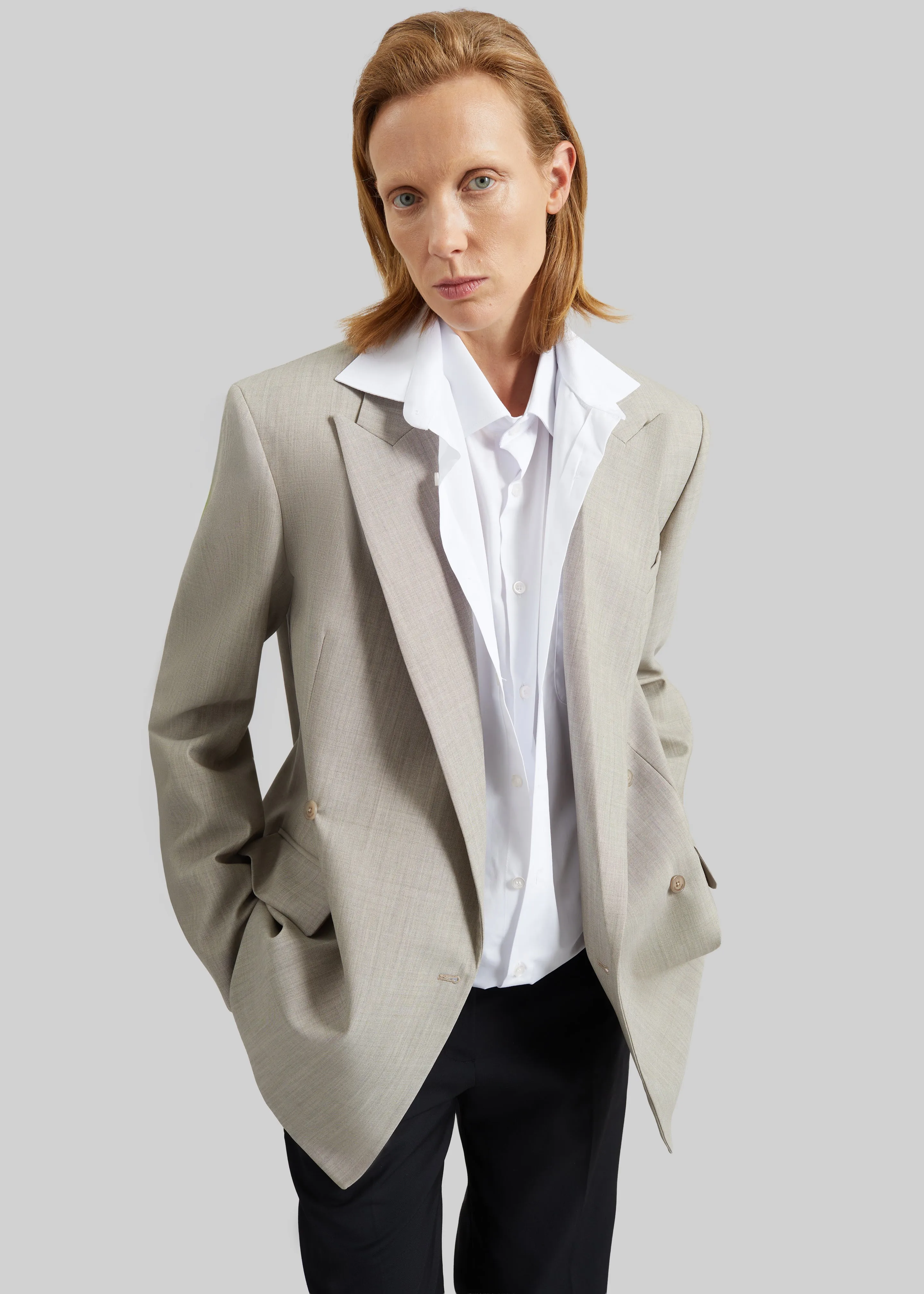 Newark Double Breasted Blazer - Beige Melange sold by Frankie Shop product image thumbnail 4