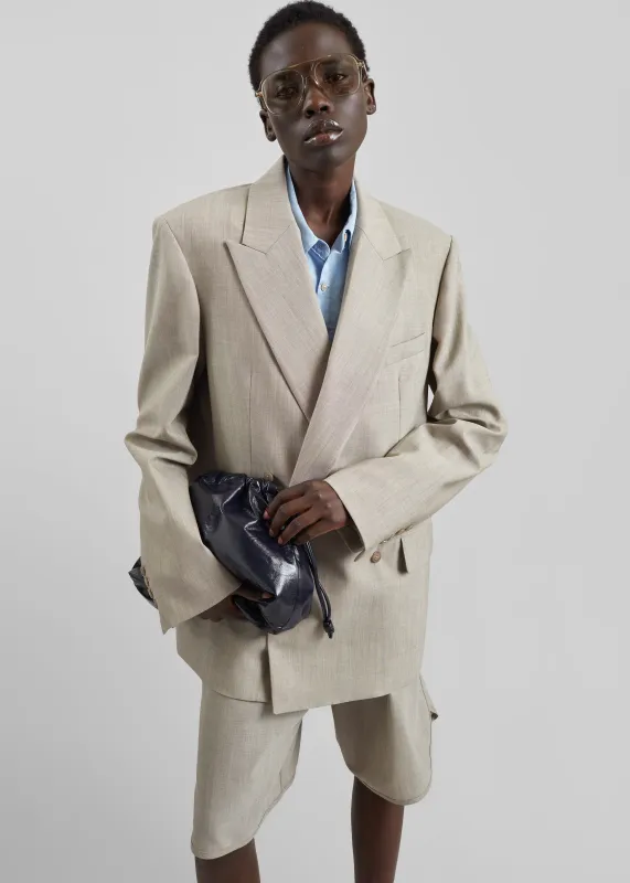 Newark Double Breasted Blazer - Beige Melange made by Frankie Shop