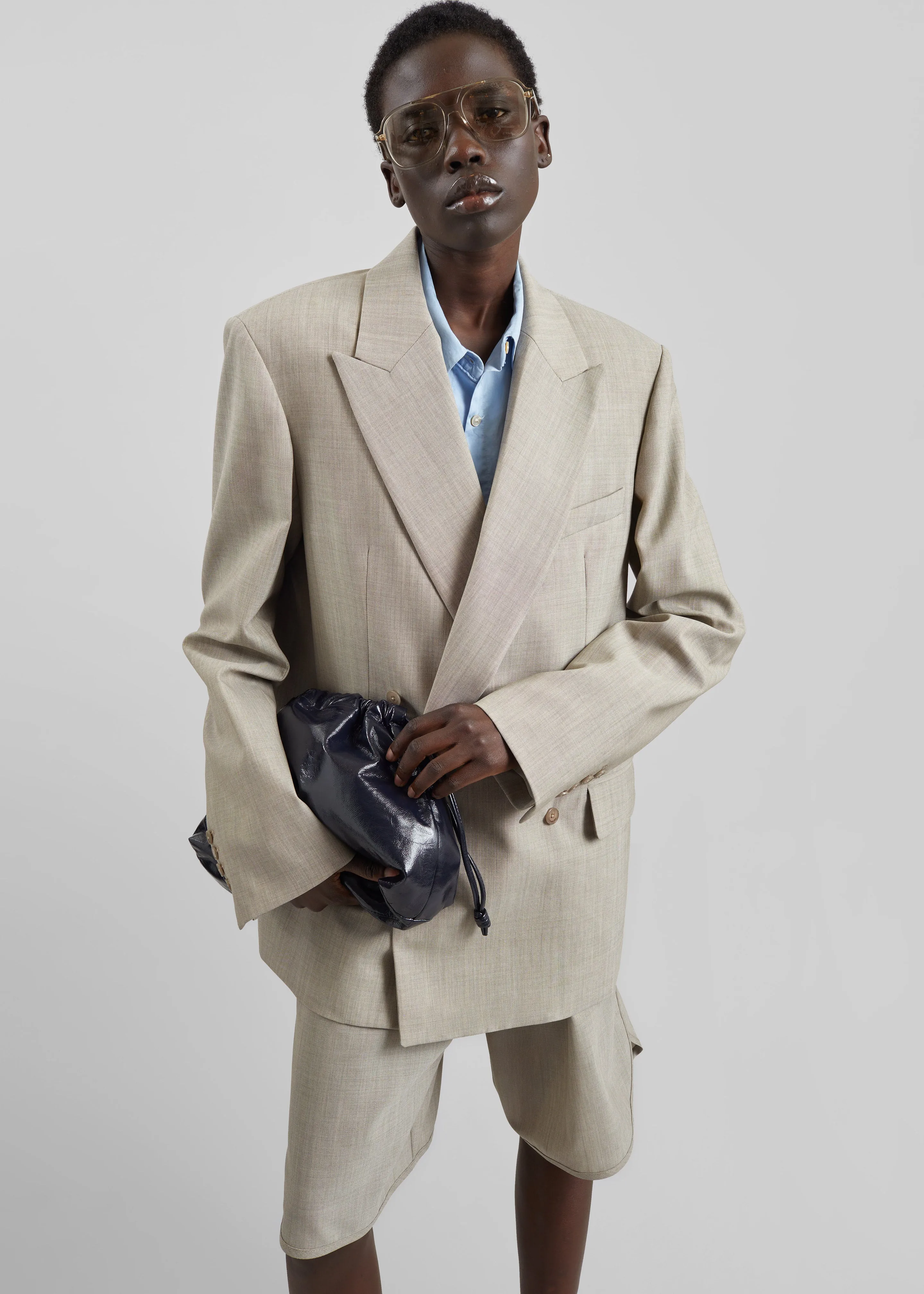 Newark Double Breasted Blazer - Beige Melange sold by Frankie Shop