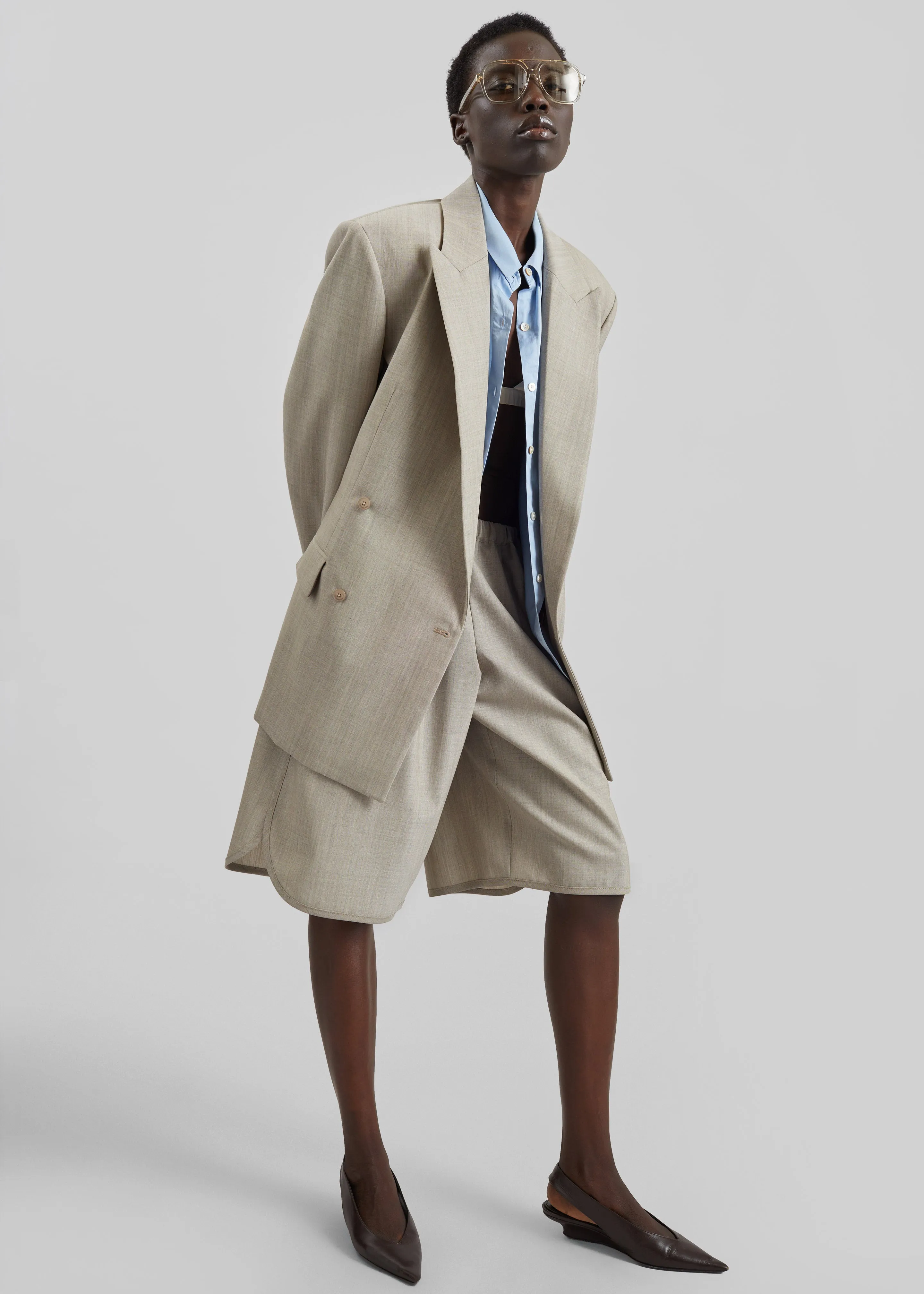 Newark Double Breasted Blazer - Beige Melange sold by Frankie Shop product image thumbnail 5