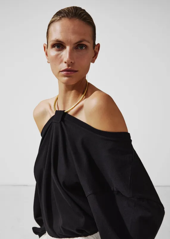 Darkpark Erin Necklace Off-Shoulder Top - Black made by DARKPARK
