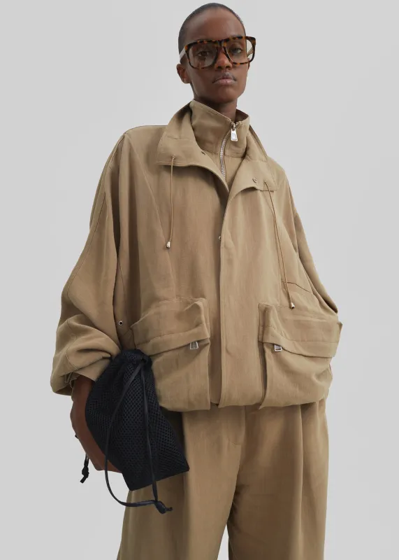 Breya Linen Fluid Jacket - Camel made by Frankie Shop