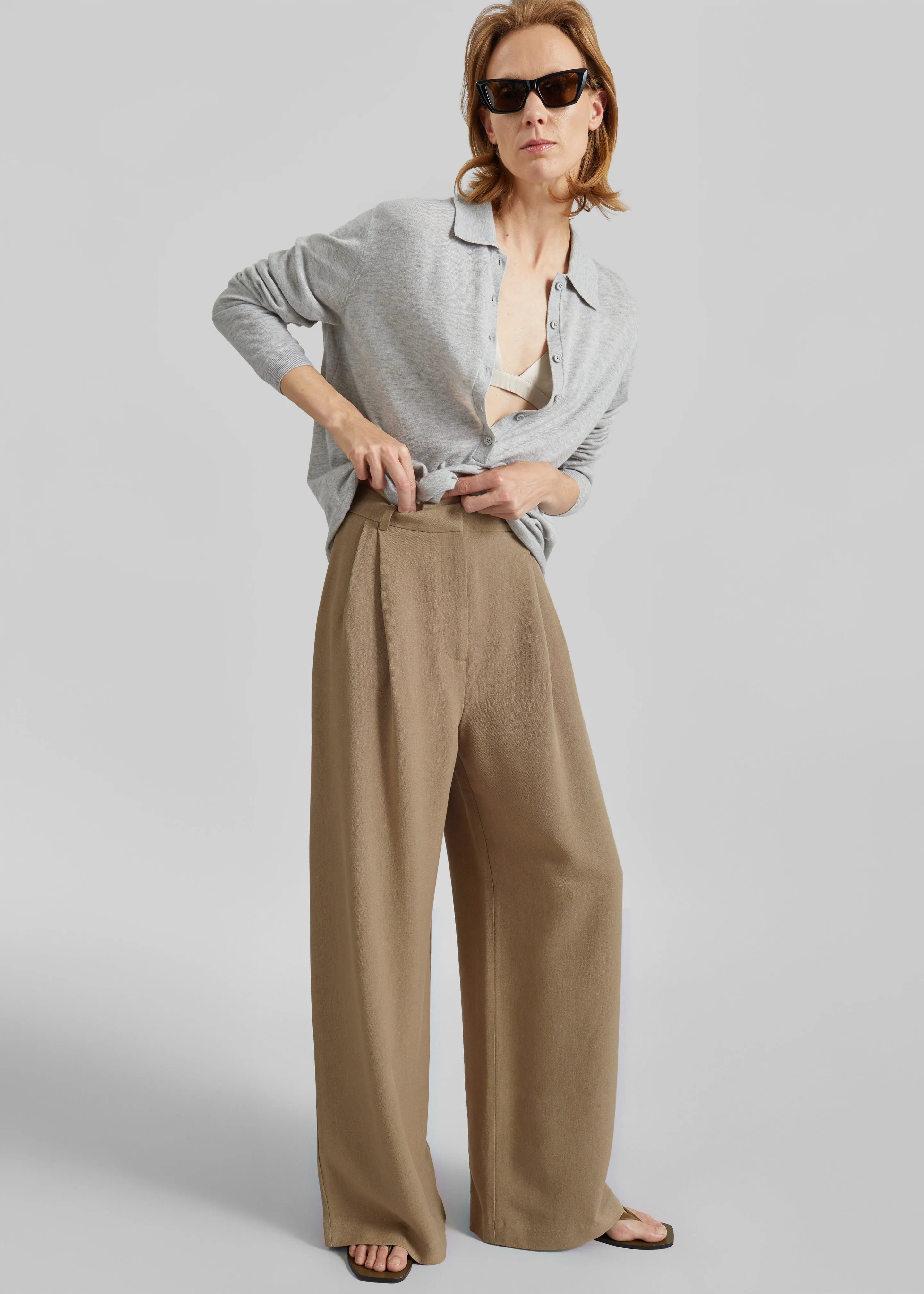 Marfa Linen Pleated Trousers - Camel sold by Frankie Shop product image thumbnail 5
