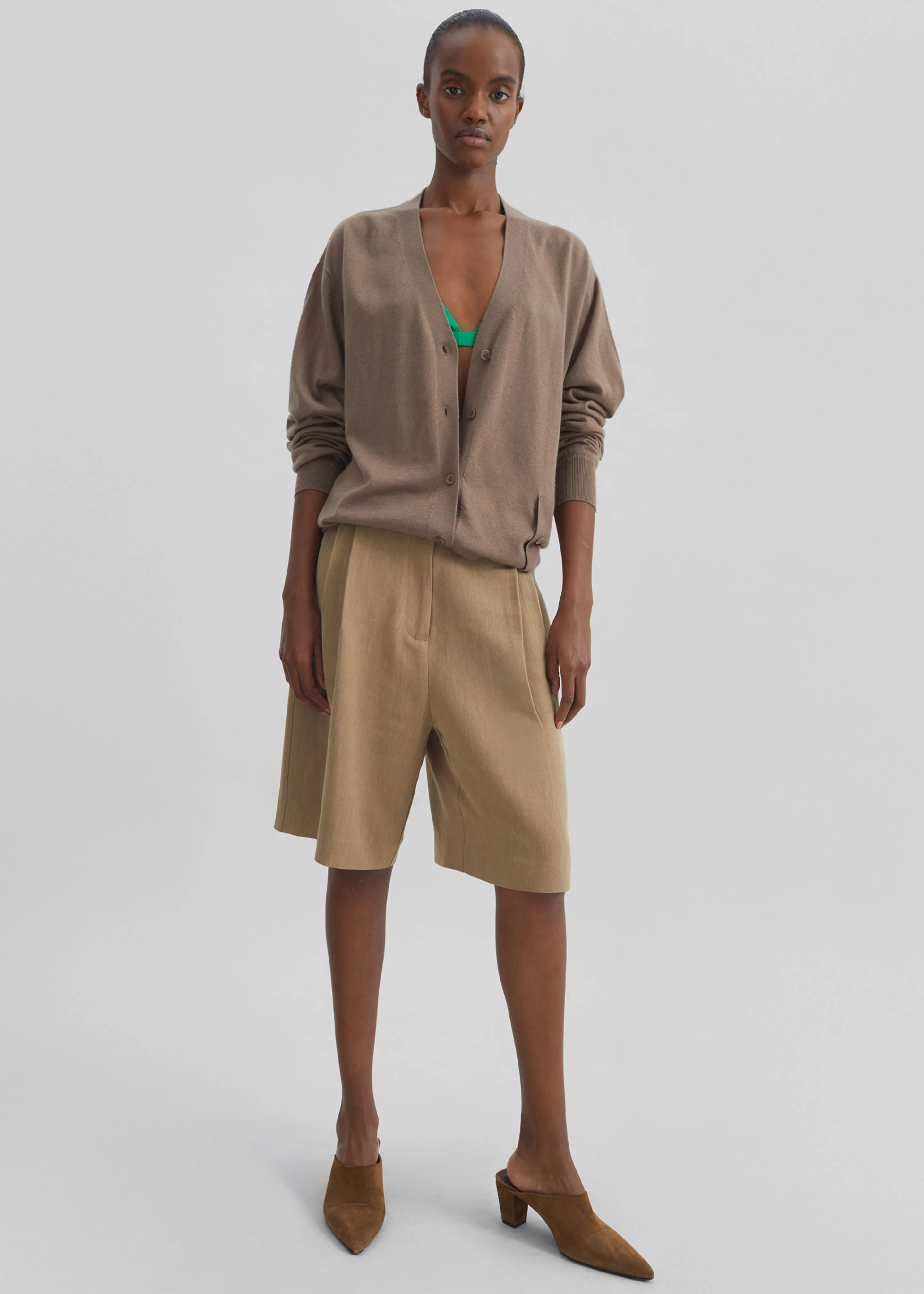 Marfa Linen Bermuda Shorts - Camel sold by Frankie Shop product image thumbnail 3