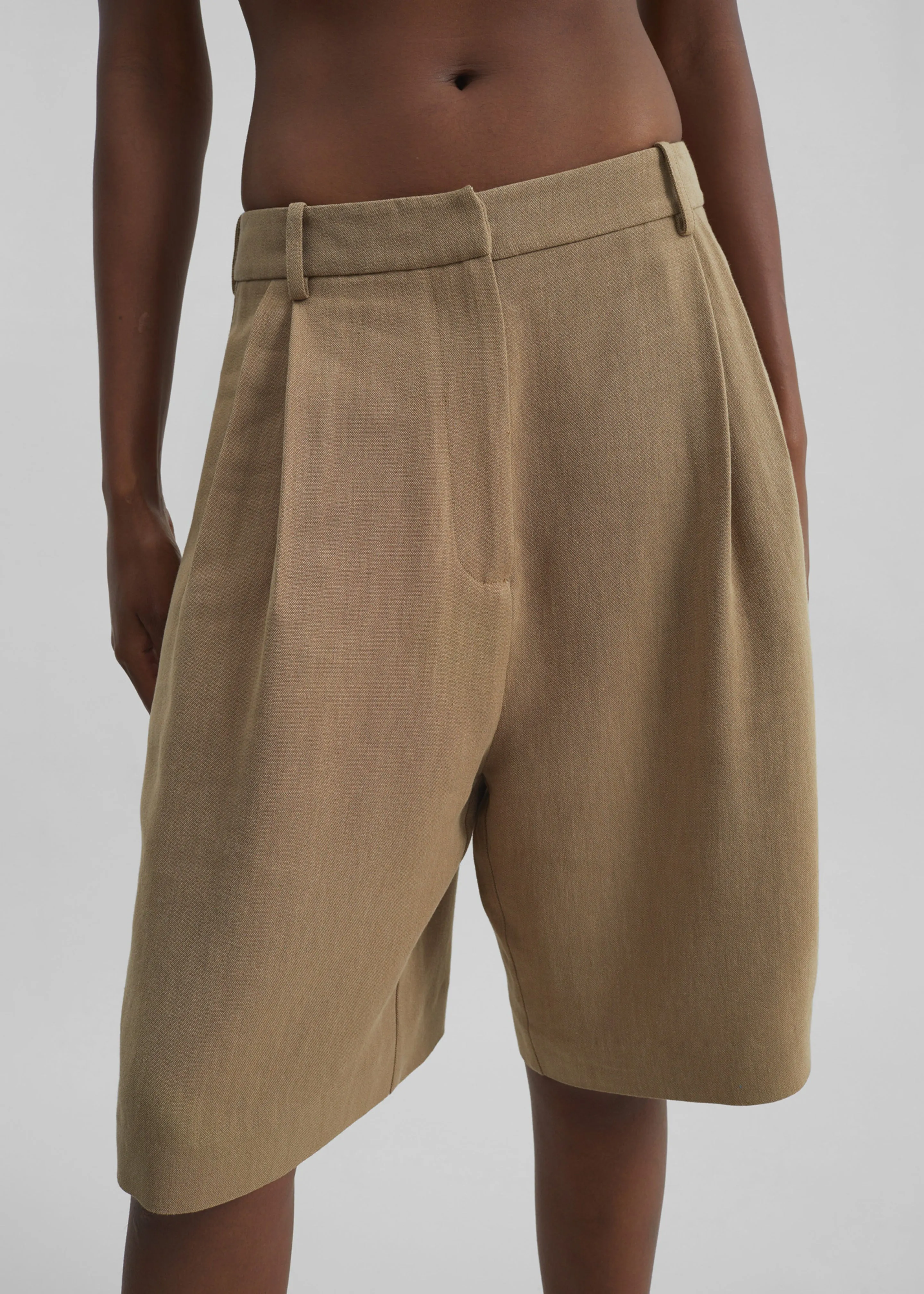 Marfa Linen Bermuda Shorts - Camel sold by Frankie Shop product image thumbnail 2