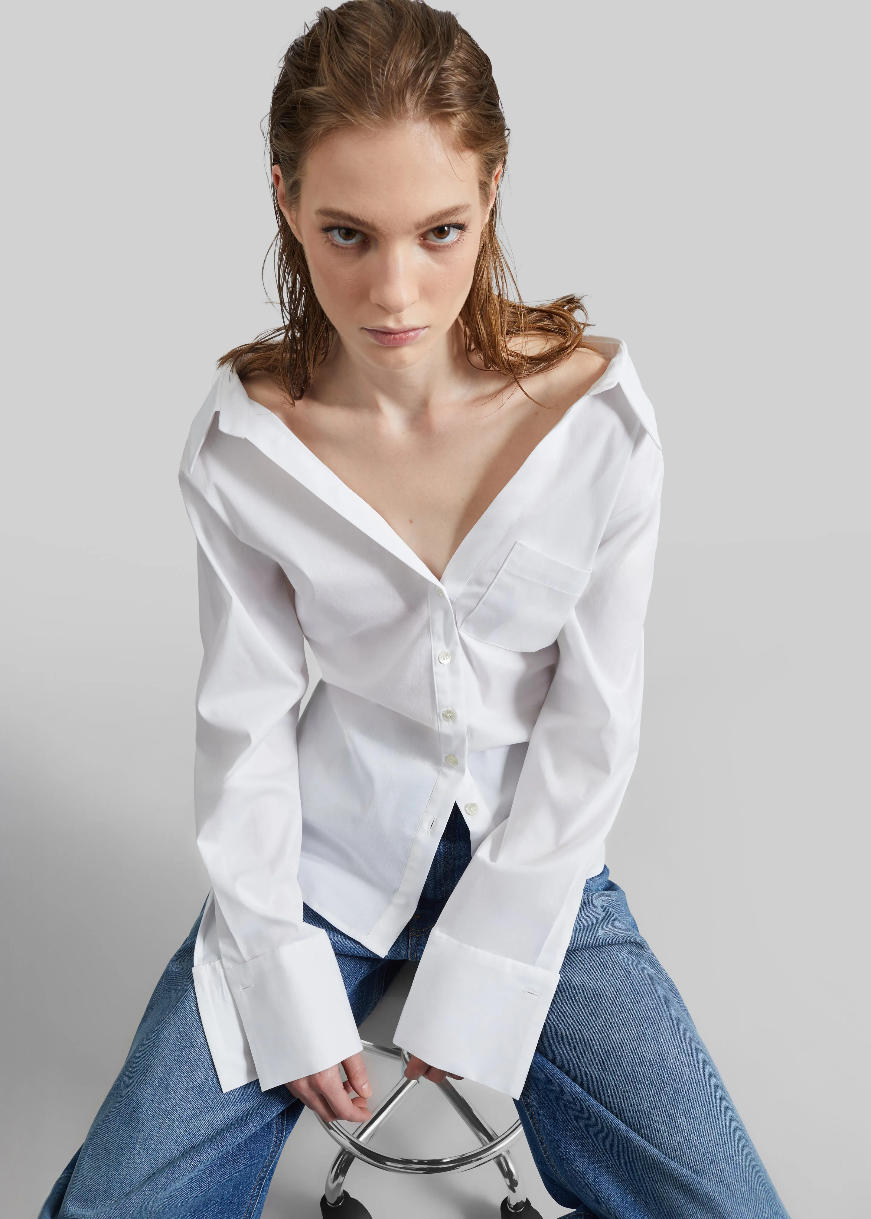 Tiona Fitted Shirt - White sold by Frankie Shop