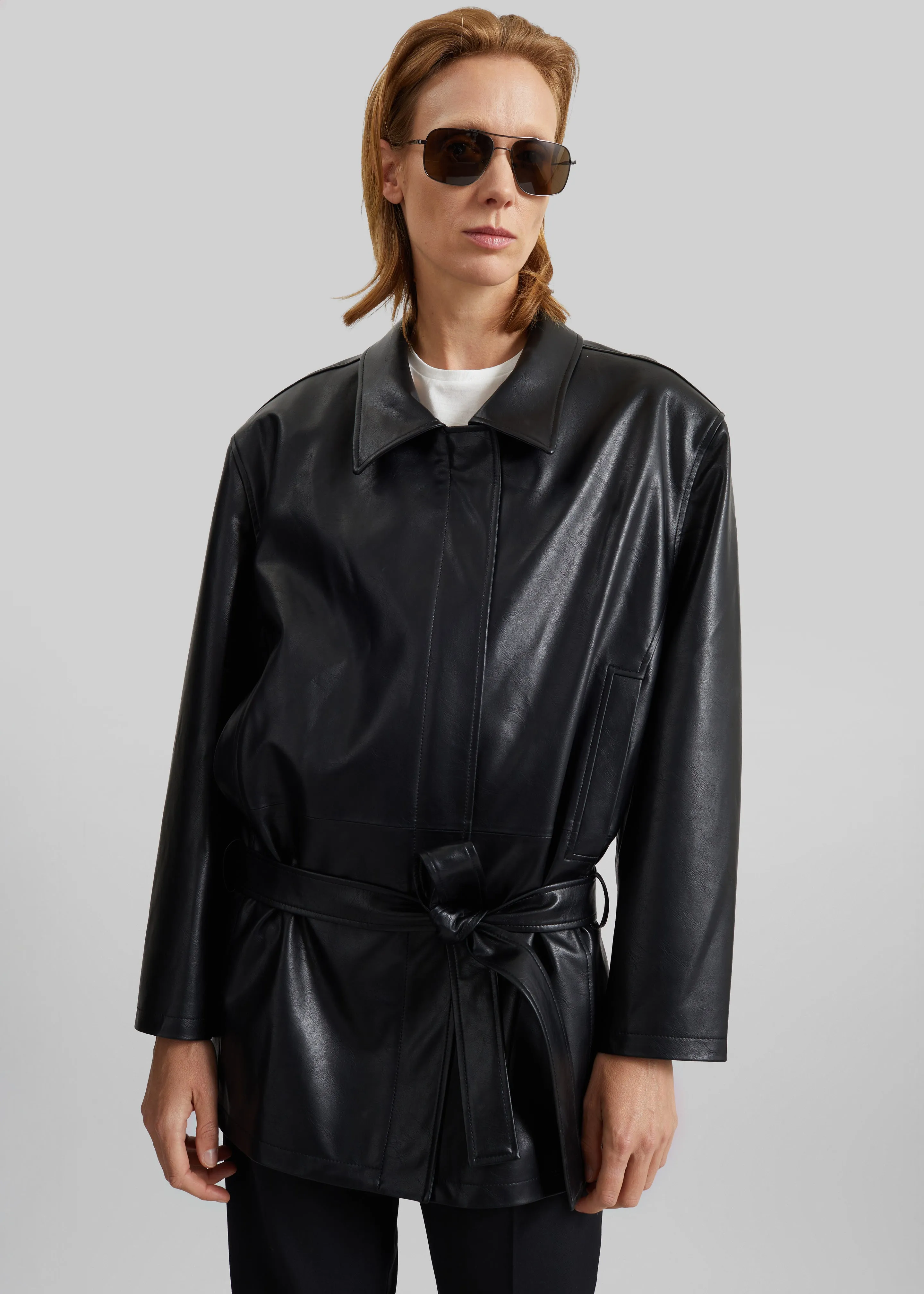 Low Classic Low Waist Artificial Leather Jacket - Black sold by Frankie Shop product image thumbnail 4