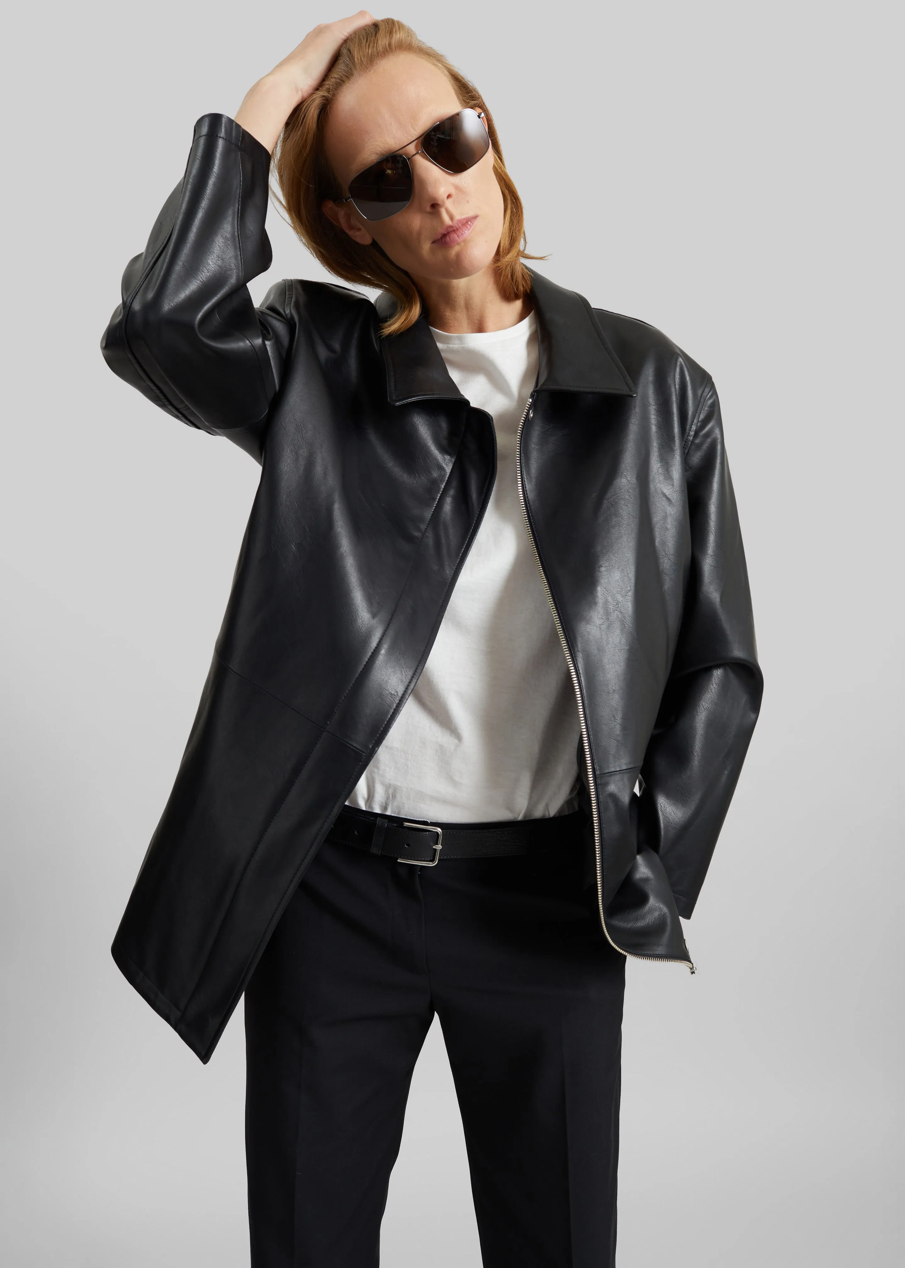 Low Classic Low Waist Artificial Leather Jacket - Black sold by Frankie Shop product image thumbnail 3