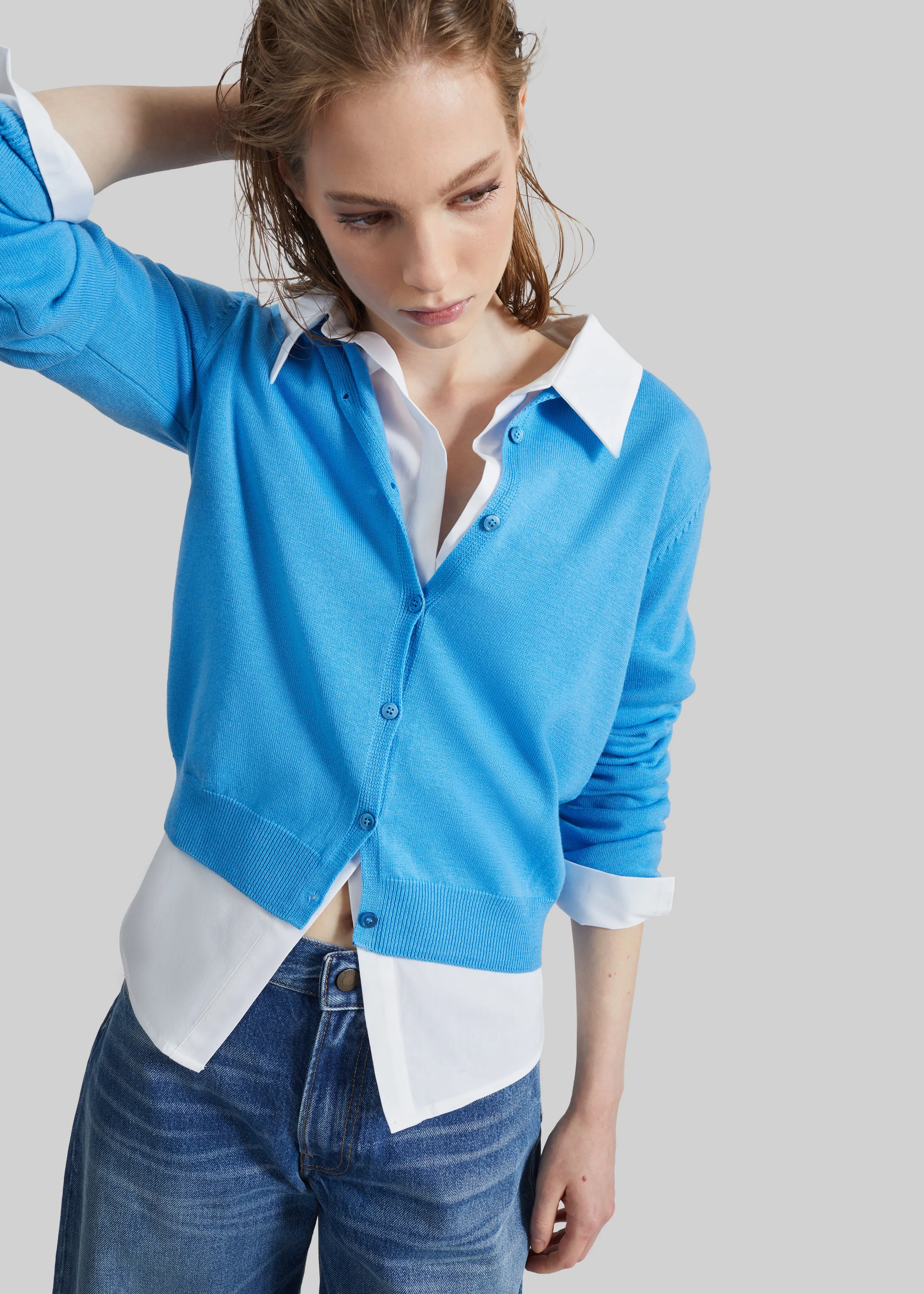 Mahim Superfine Wool Cardigan - Blue sold by Frankie Shop