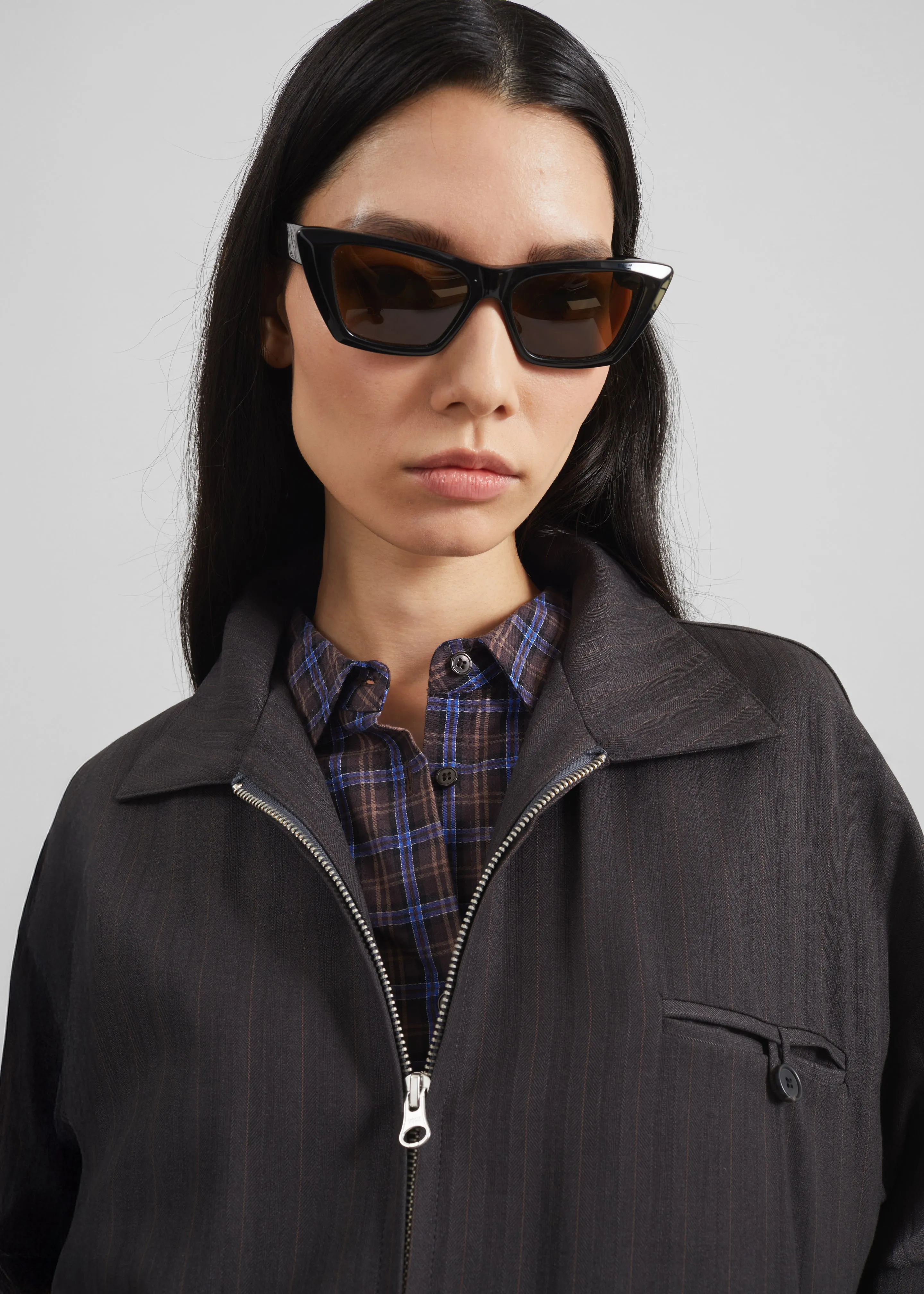 Minori Blouson Jacket - Charcoal/White Pinstripe sold by Frankie Shop product image thumbnail 4