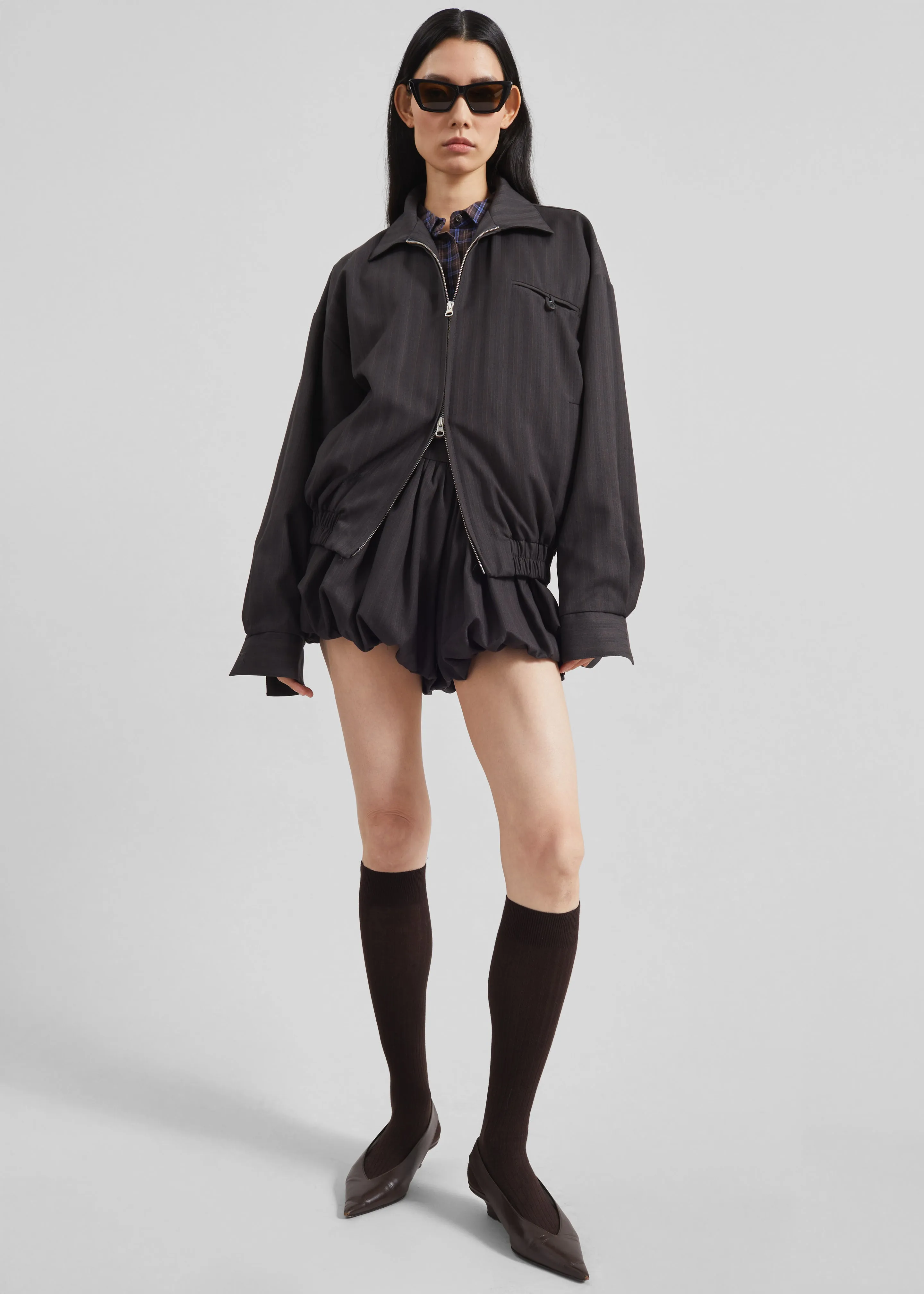 Minori Blouson Jacket - Charcoal/White Pinstripe sold by Frankie Shop product image thumbnail 2