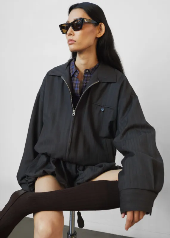 Minori Blouson Jacket - Charcoal/White Pinstripe made by Frankie Shop
