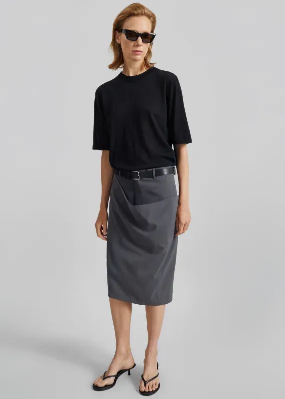 Bettter Draped Side Skirt - Grey made by Frankie Shop