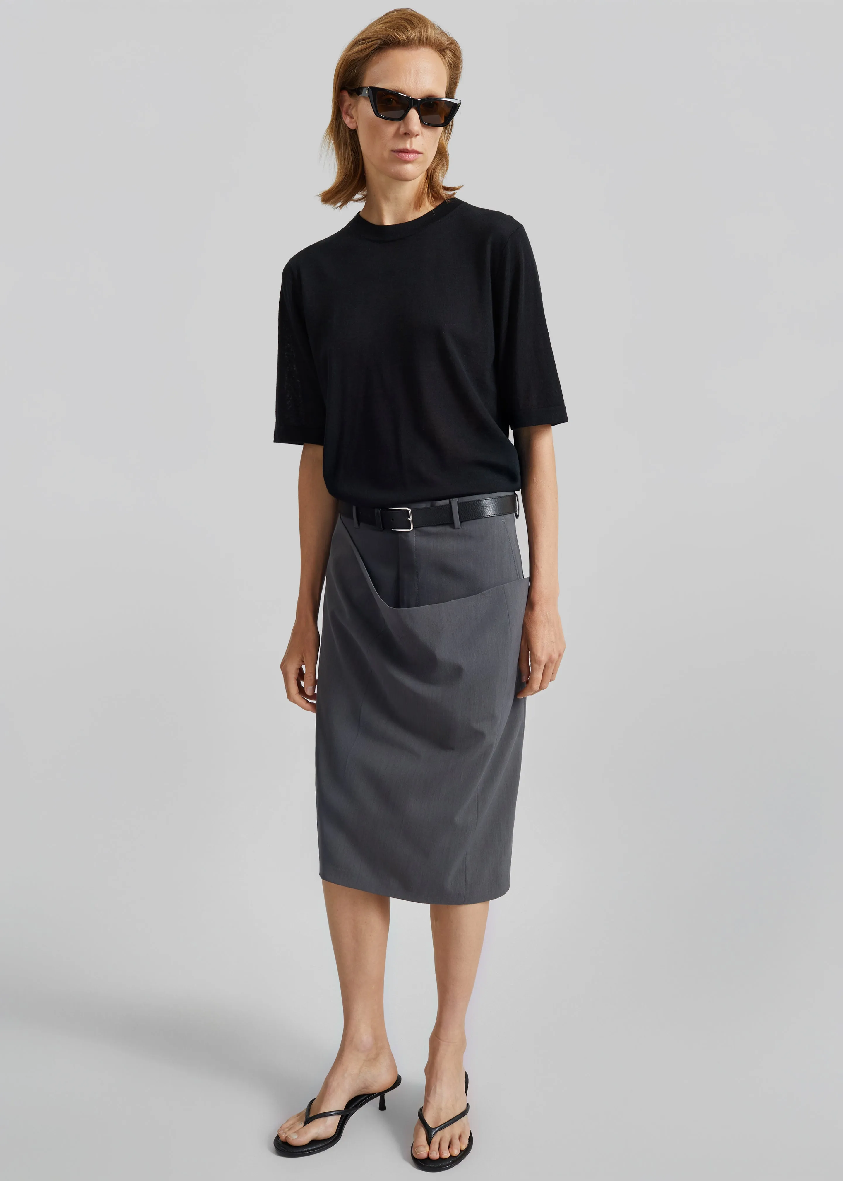 Bettter Draped Side Skirt - Grey sold by Frankie Shop