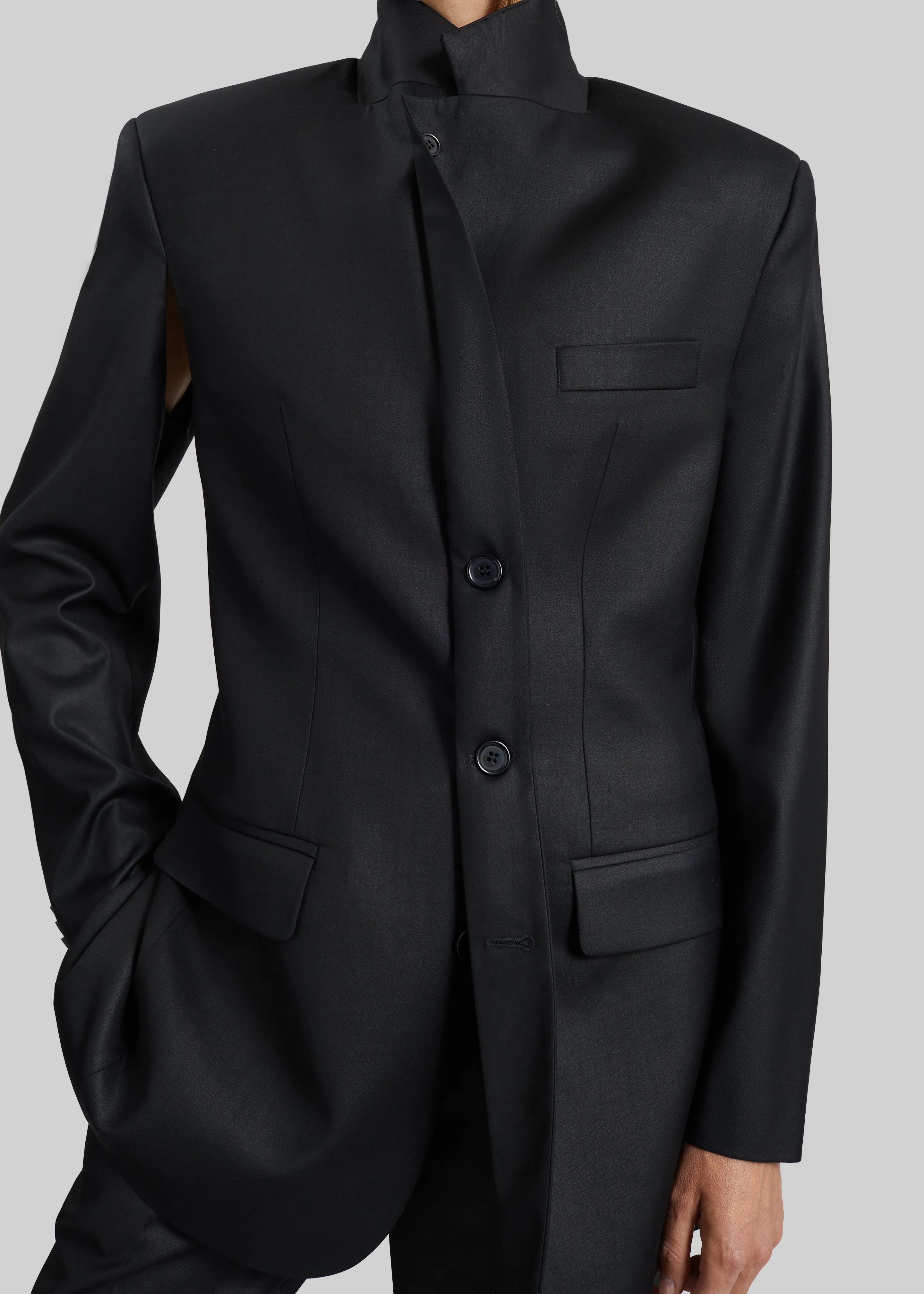 Bettter Folded Blazer With Slits - Black sold by Frankie Shop product image thumbnail 5